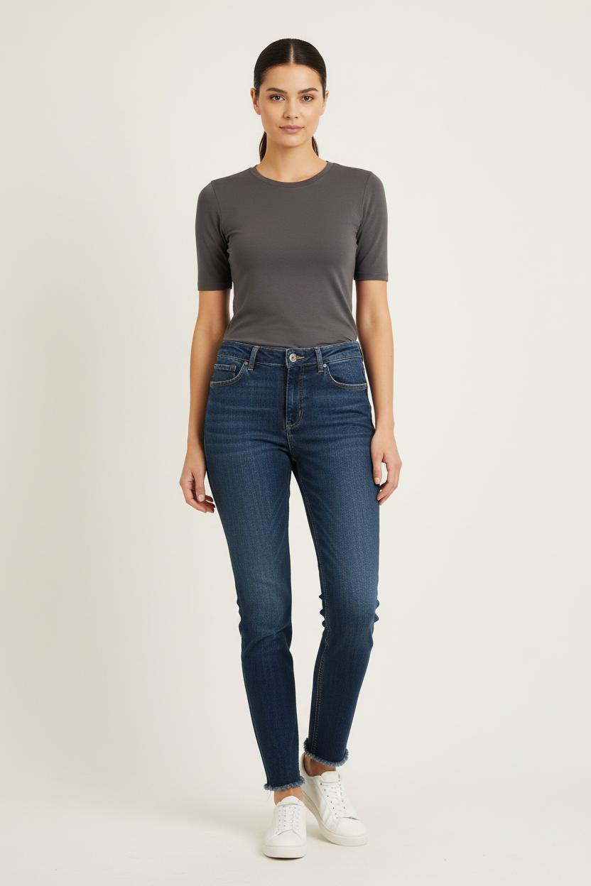 Cropped slim jeans with studs LIU JO - SECONDE MAIN Blue