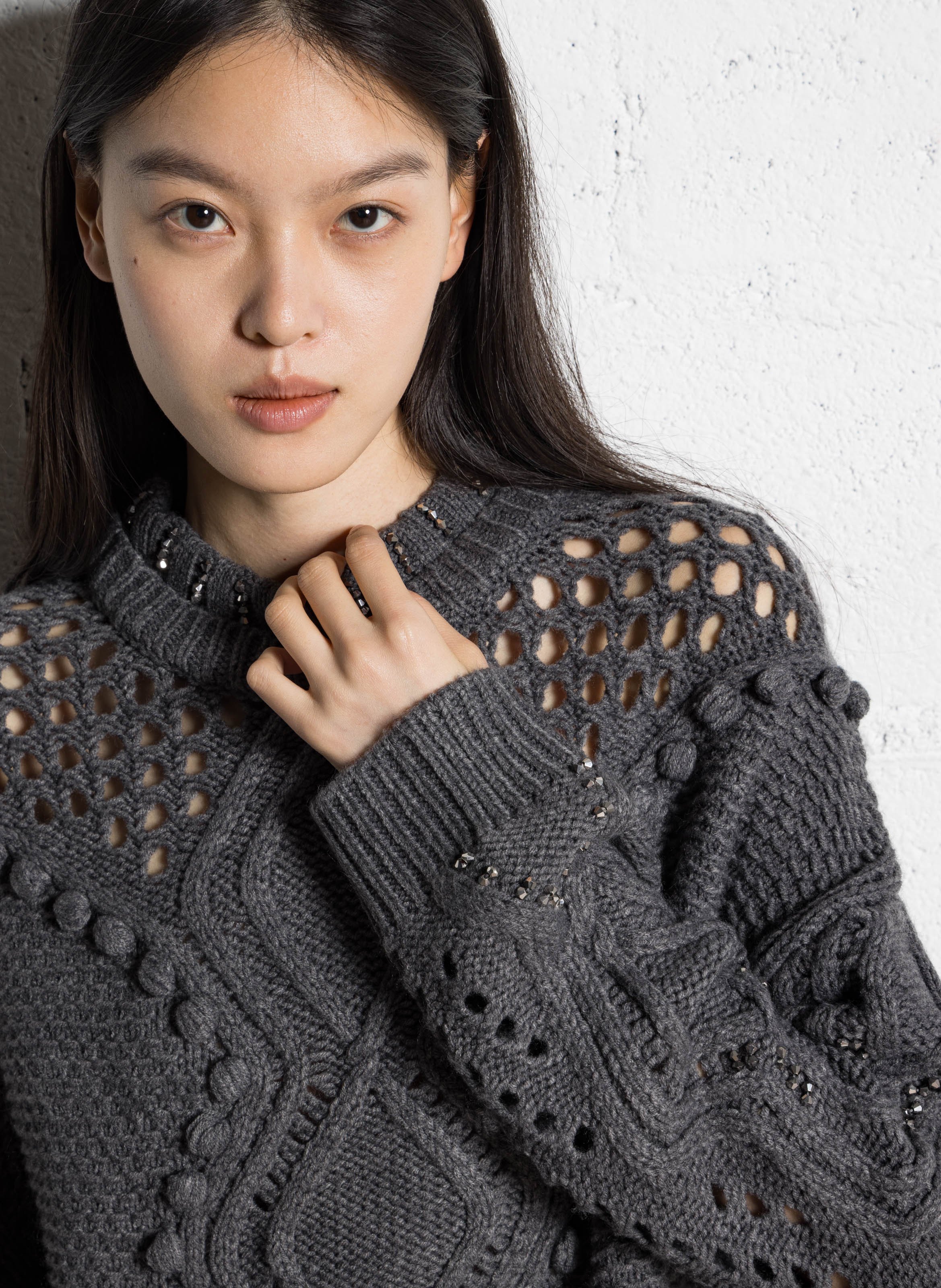 Pull oversize col rond LIU JO Gris