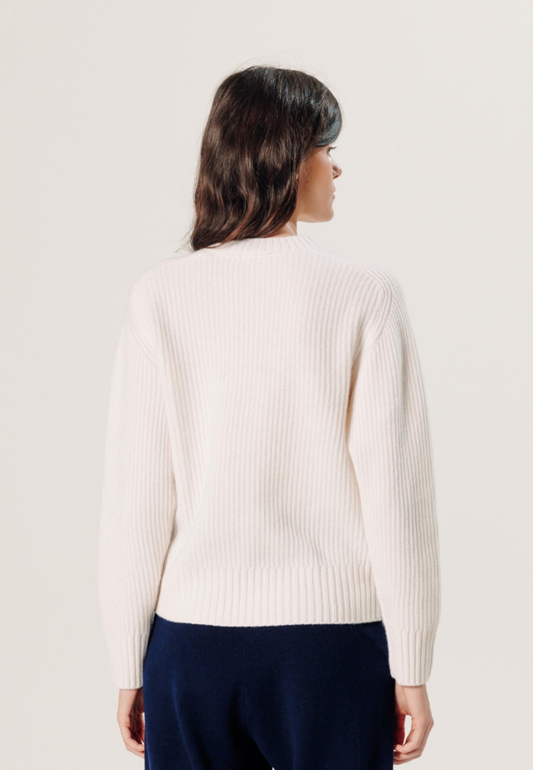 Ribbed round-neck cashmere sweater RODIER White