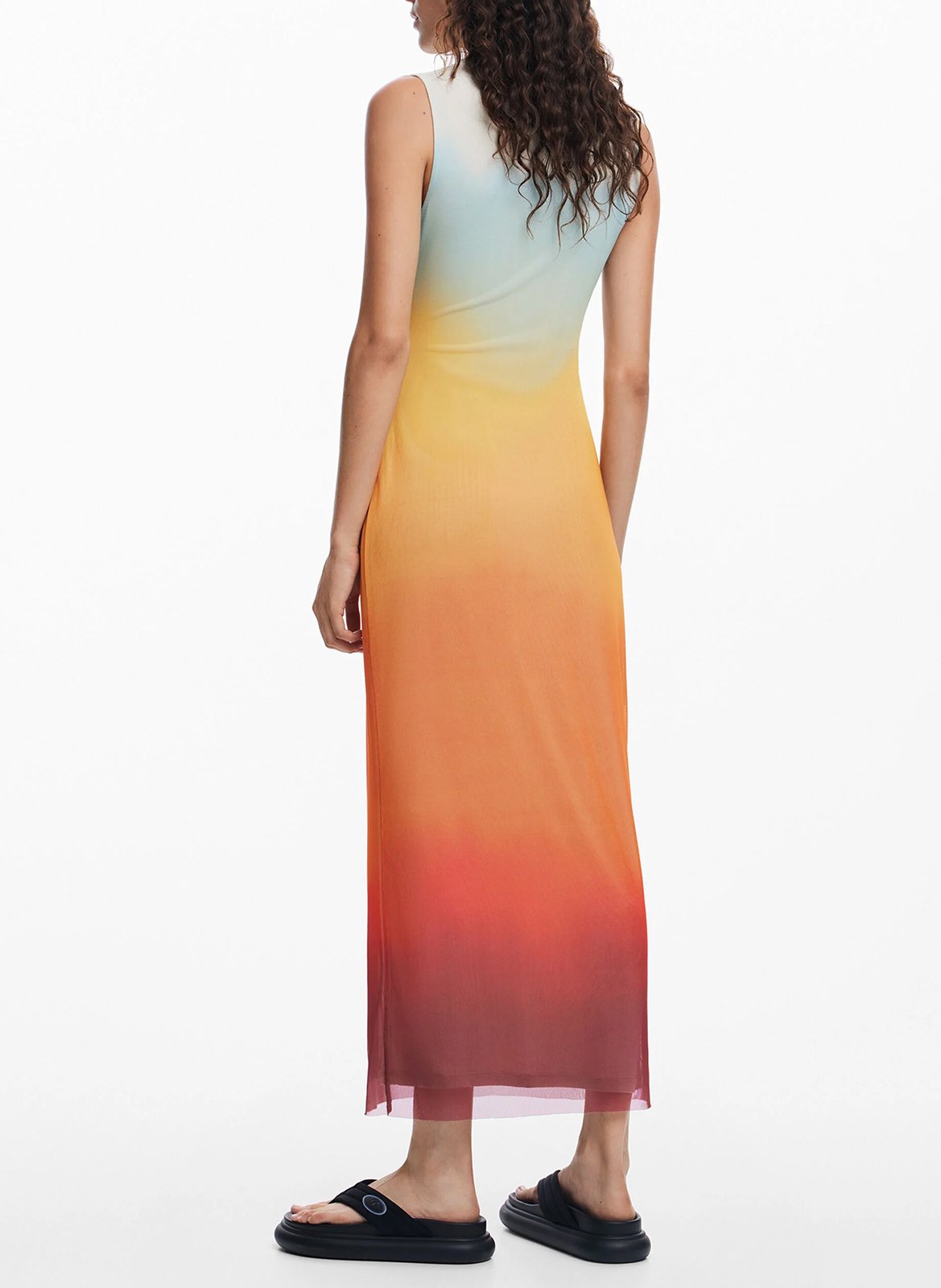 Robe longue en tulle dégradé Orange