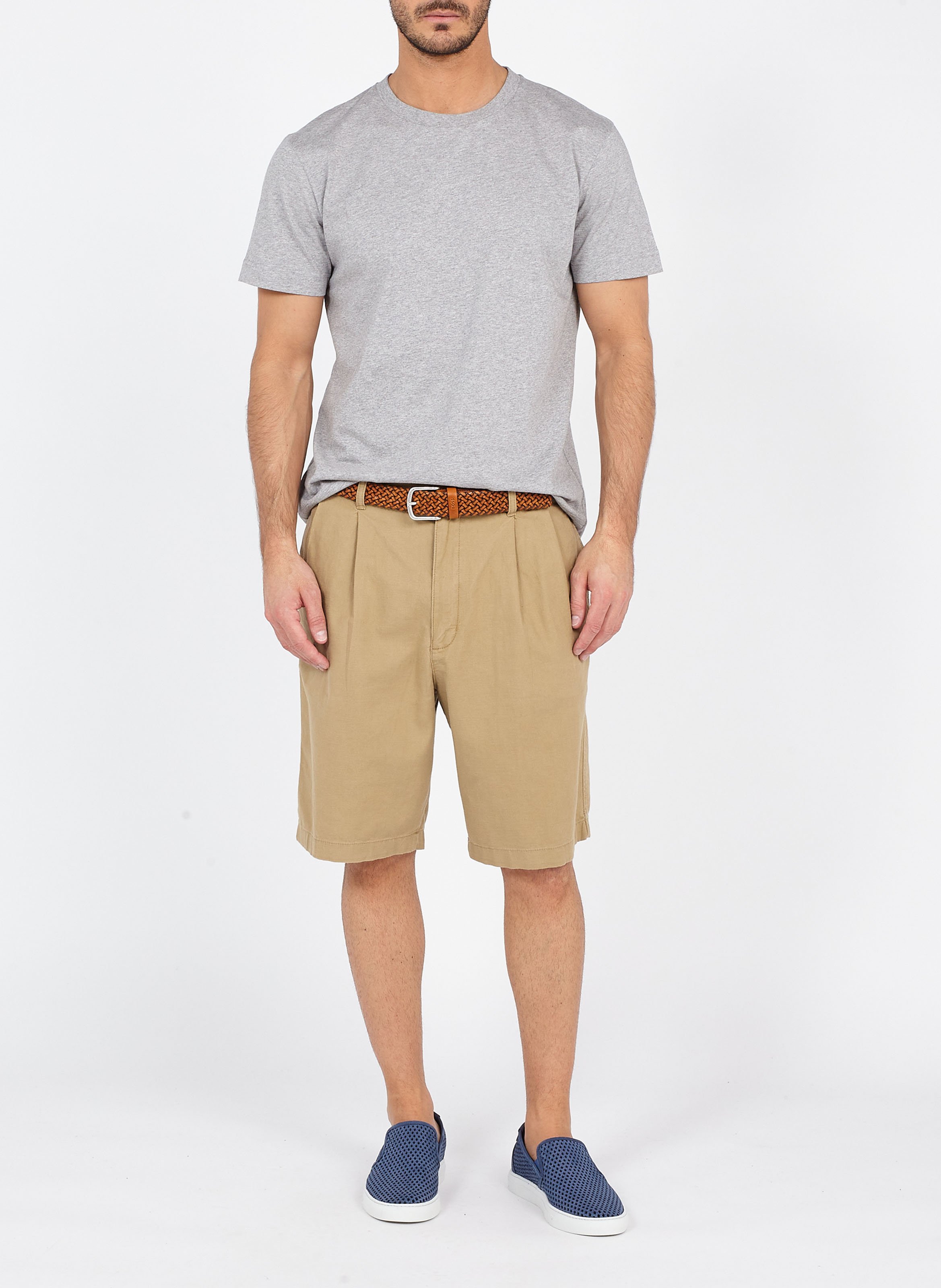 Regular-fit round-neck cotton T-shirt AU PRINTEMPS PARIS Grey