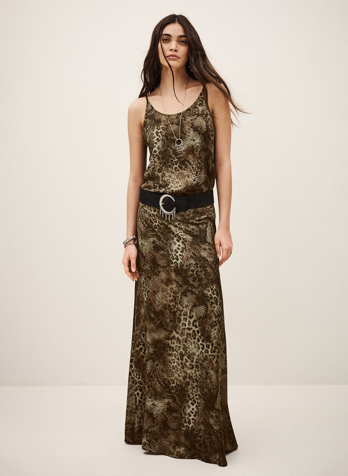 Long printed skirt BA&SH Khaki