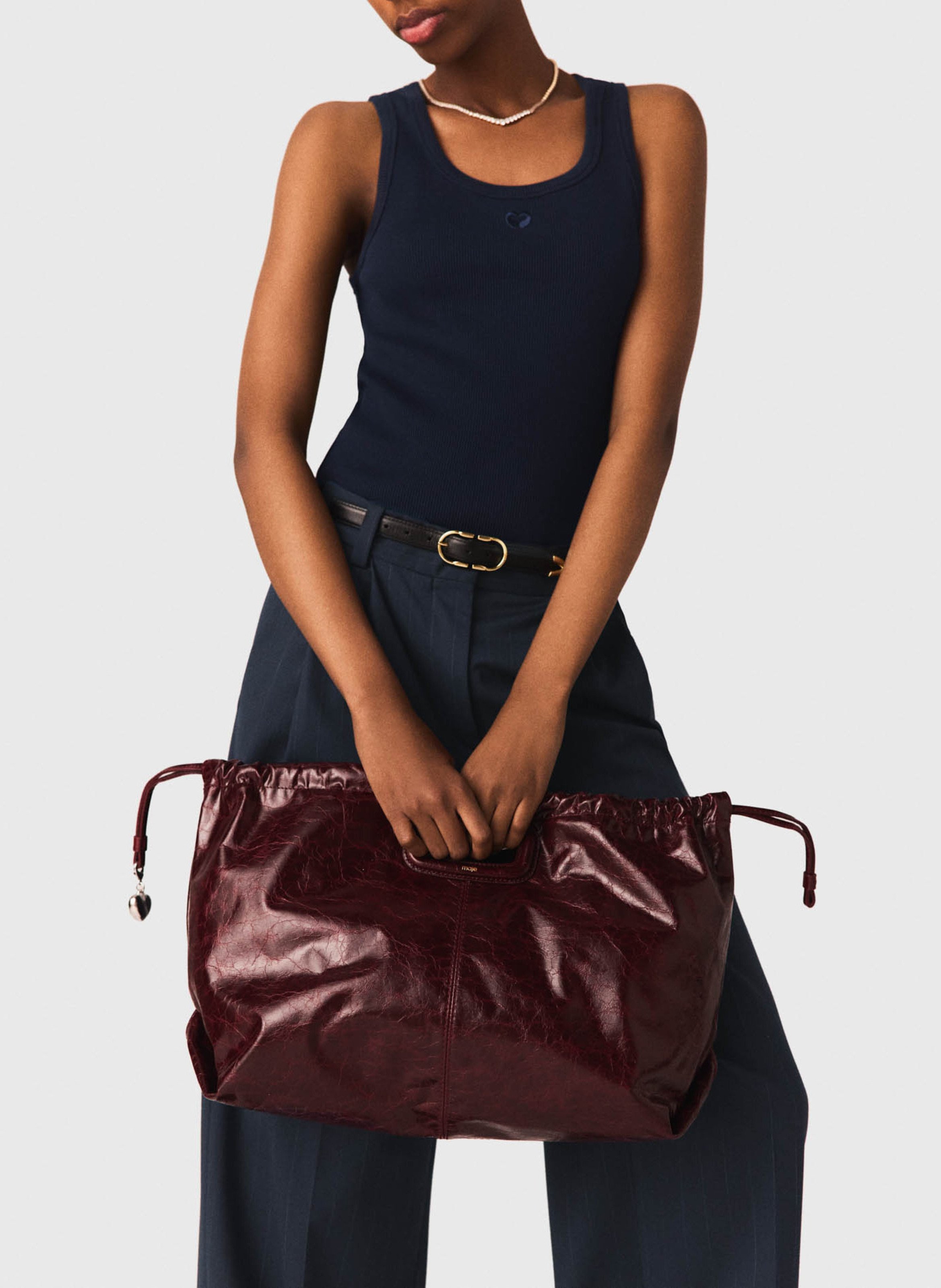 Leather clutch bag MAJE Red