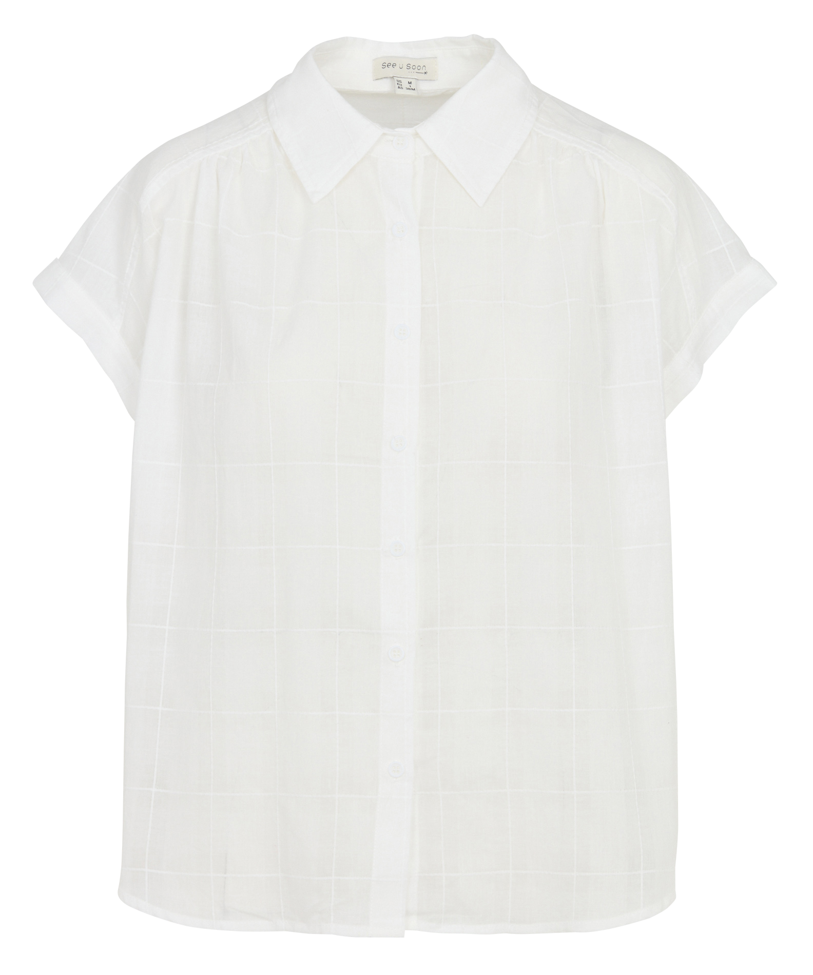 Chemise ample à carreaux brodés en coton SEE U SOON Blanc
