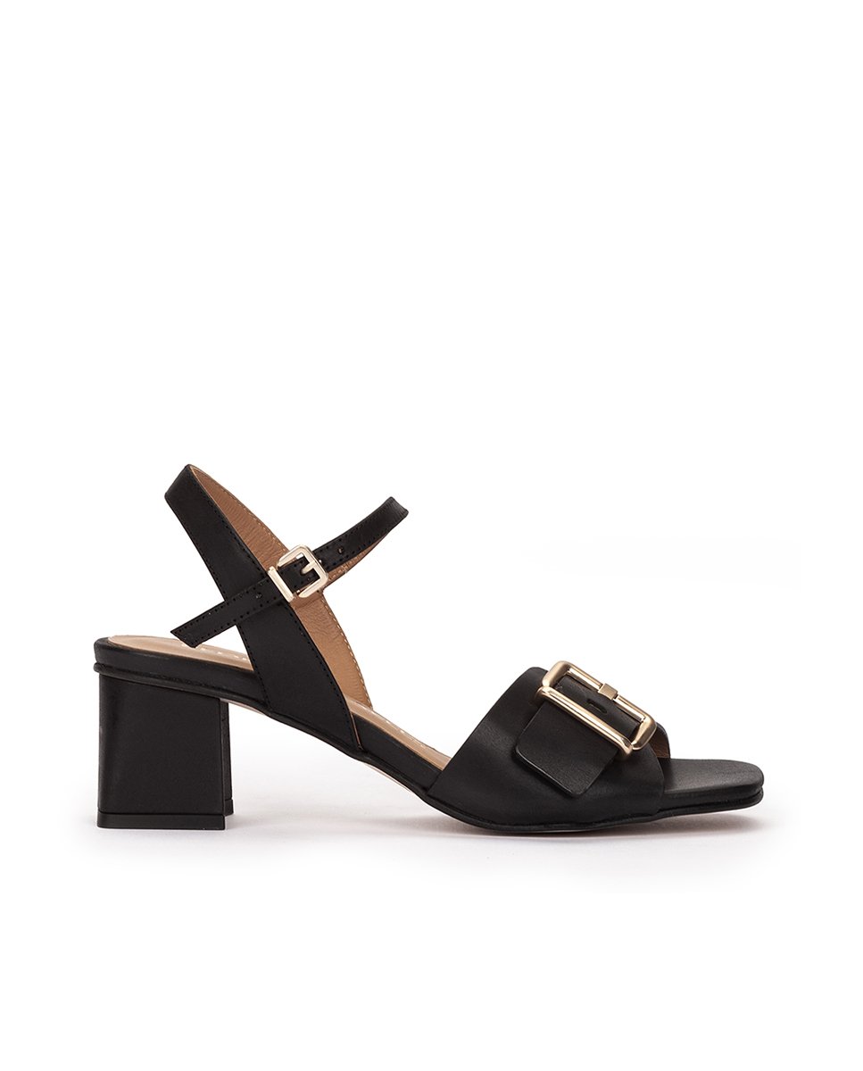Black leather high heel sandals. PEDRO MIRALLES Black