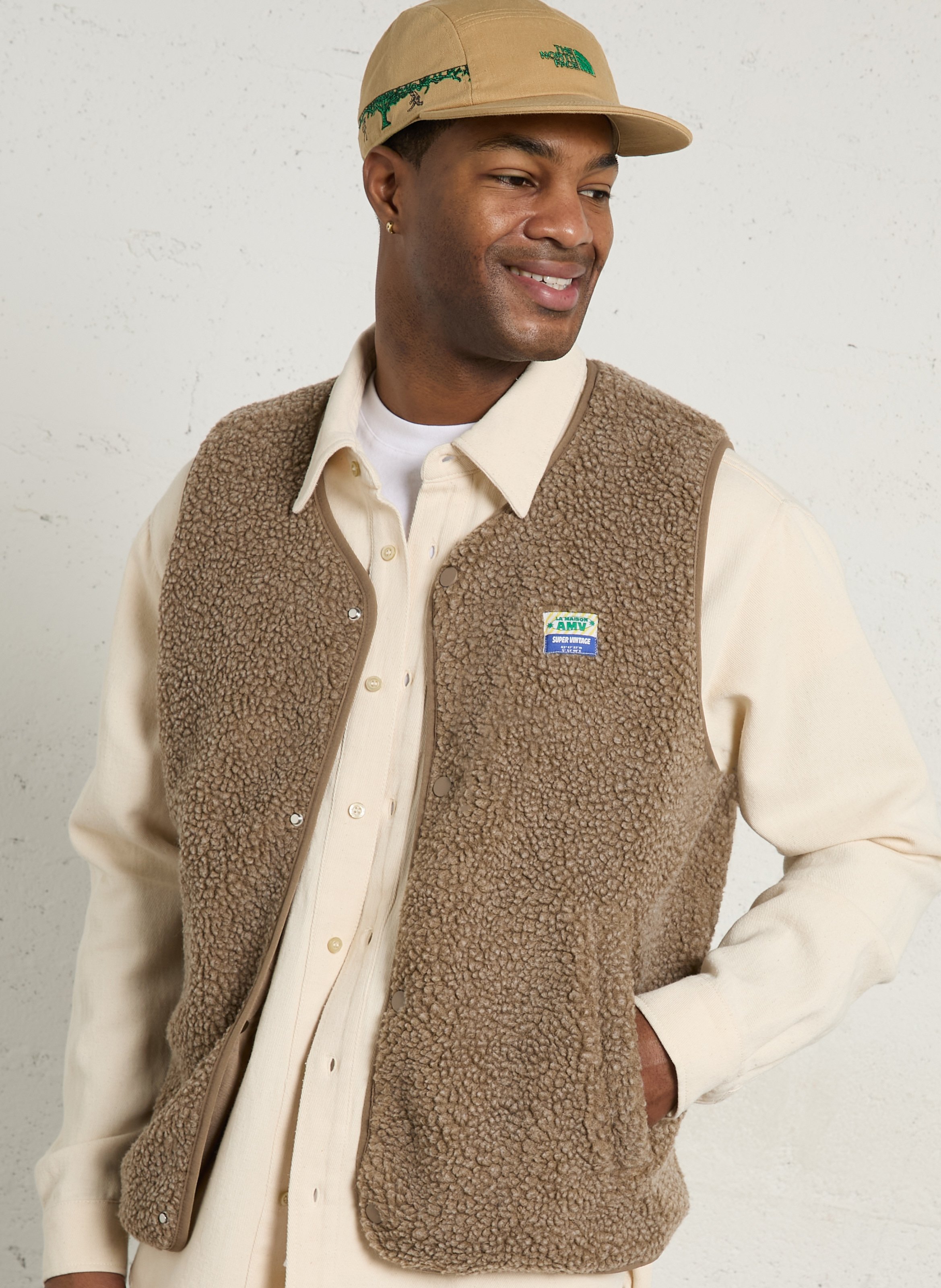 Round-neck sherpa jacket AMERICAN VINTAGE Brown