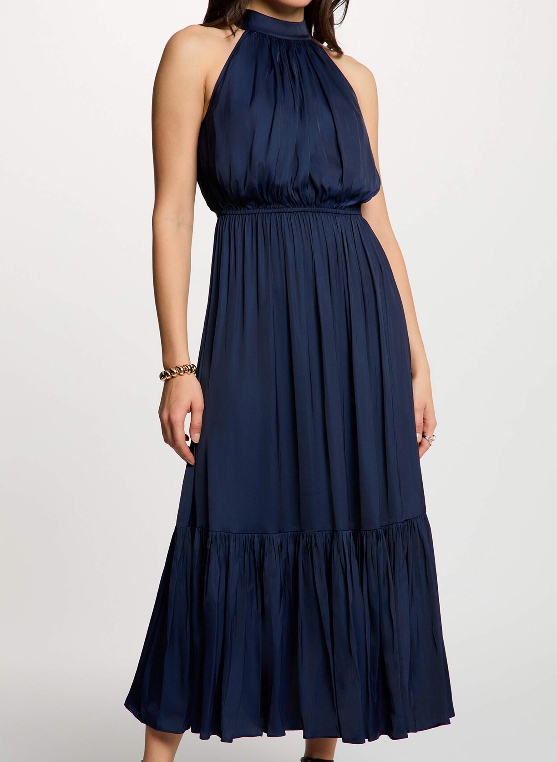 Robe longue évasée col ras du cou MORGAN Bleu