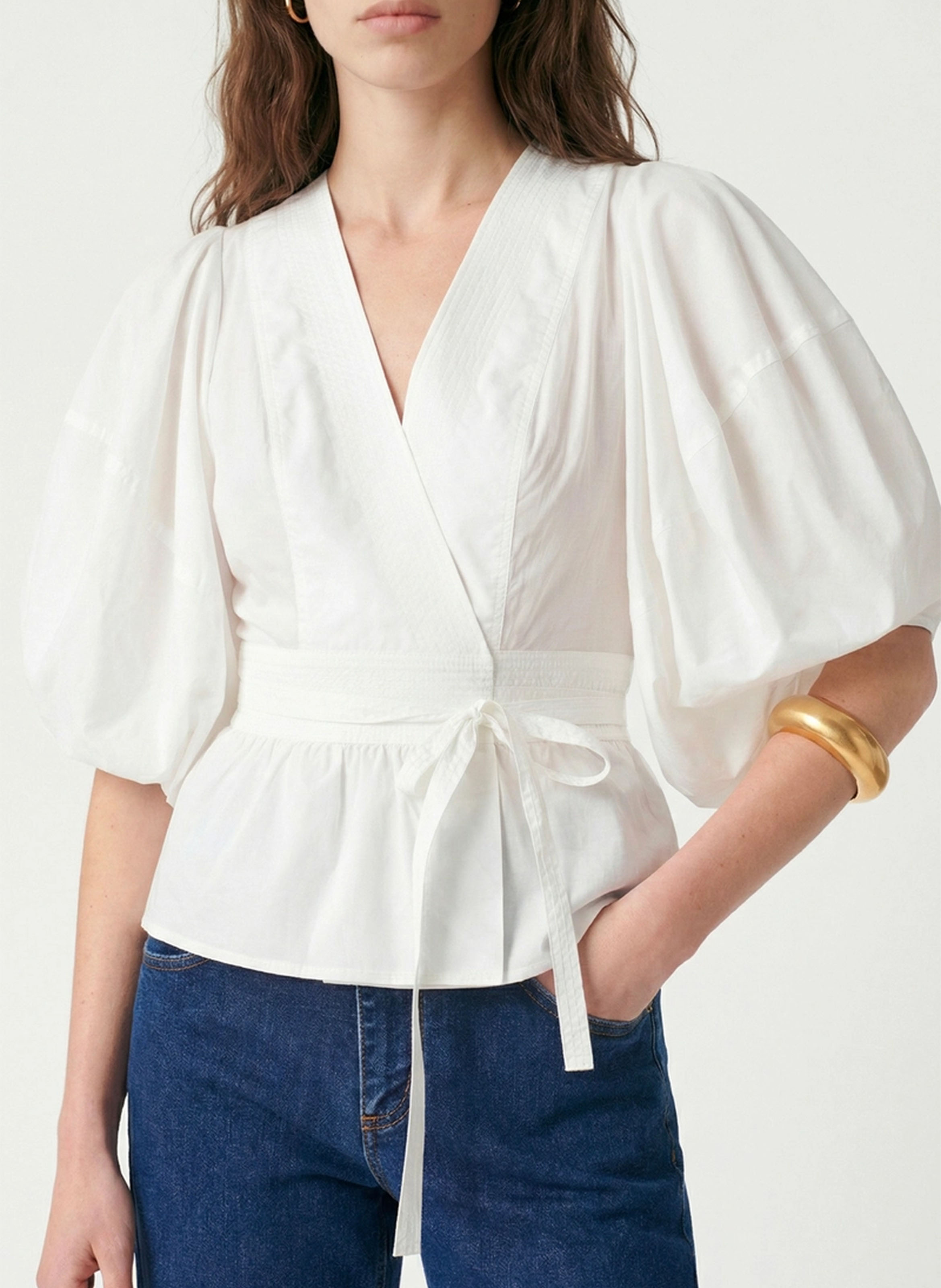 Blouse col V  VANESSA BRUNO Blanc