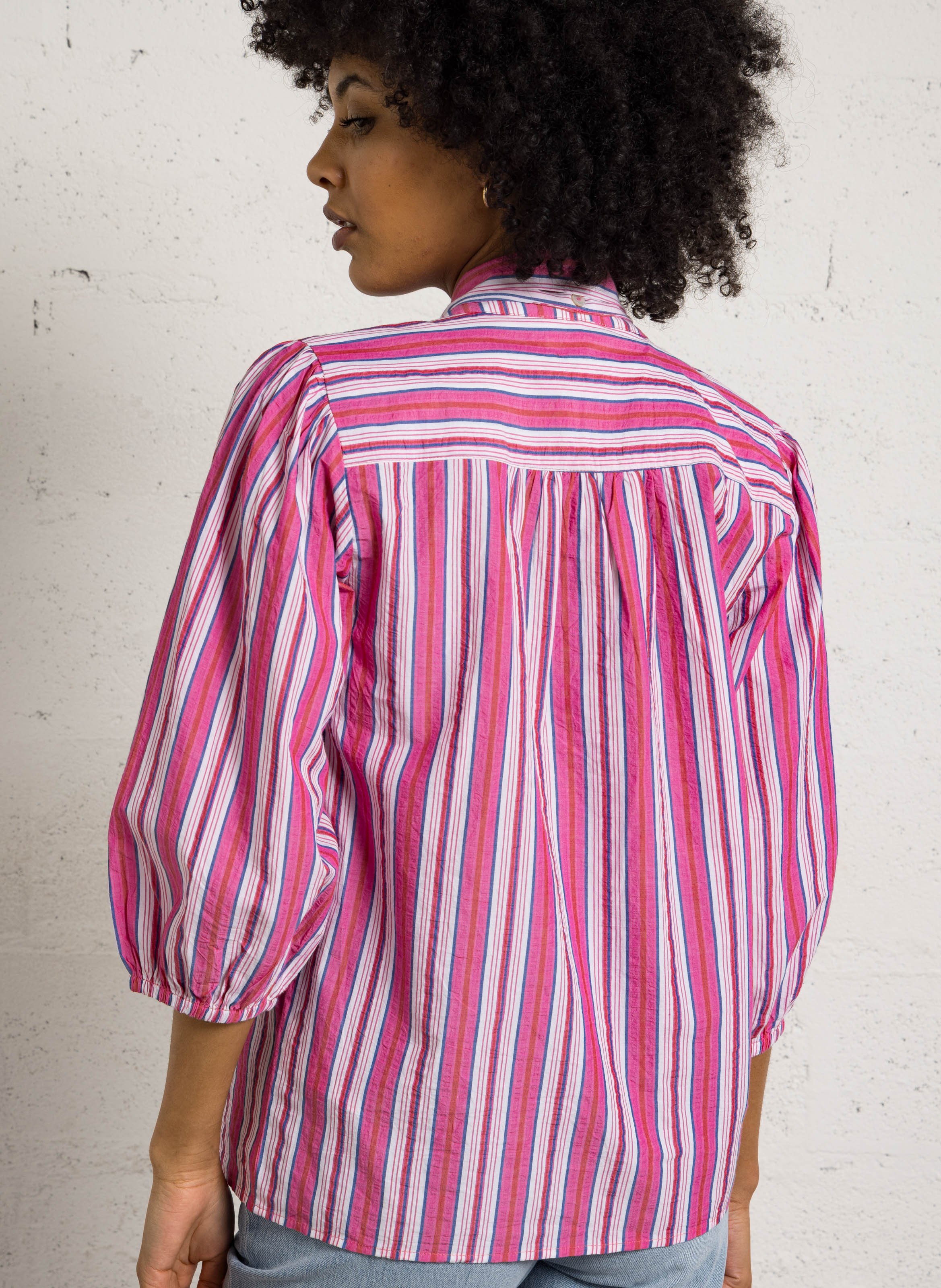 Blouse à rayures col rond MAISON 123 Rose