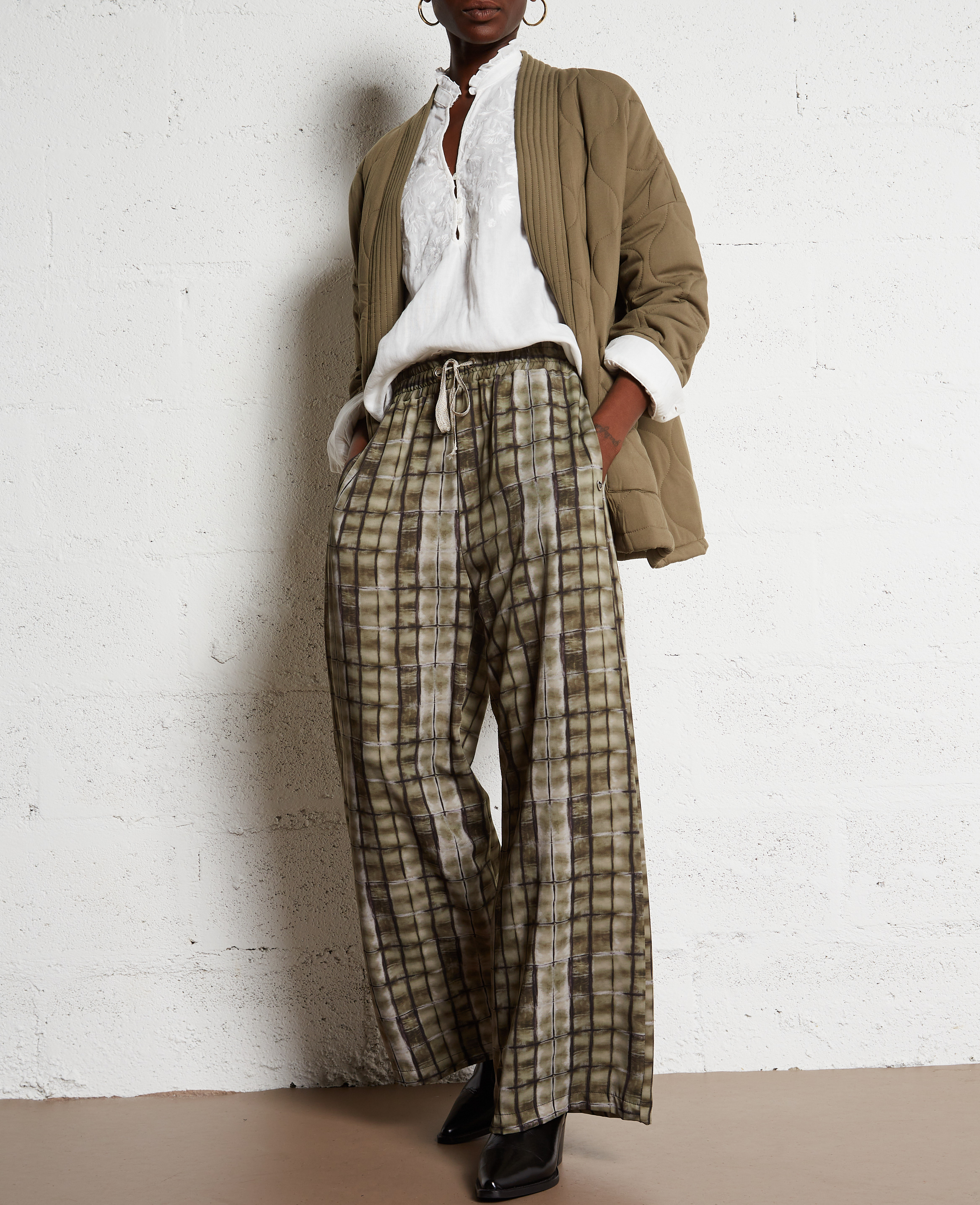 Printed wide trousers PLEASE Green