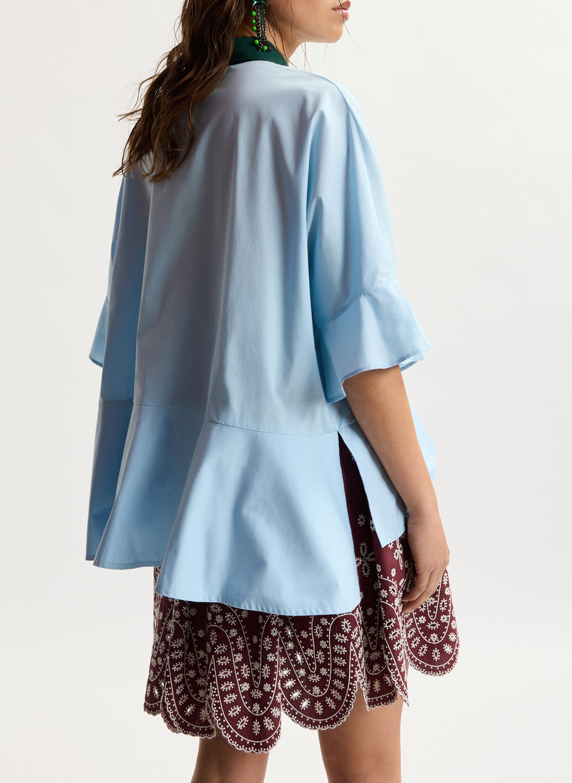 Oversize-Bluse aus Baumwolle mit klassischem Kragen ESSENTIEL ANTWERP Blau