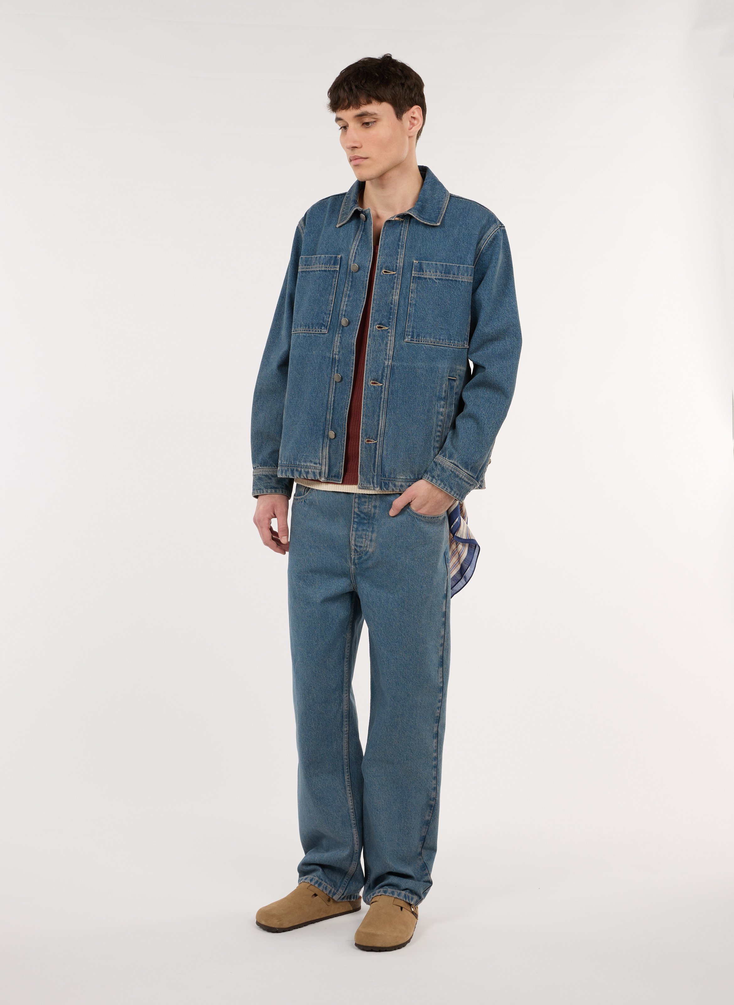 Oversize-Baumwolljacke mit klassischem Kragen SAISON 1865 Blau