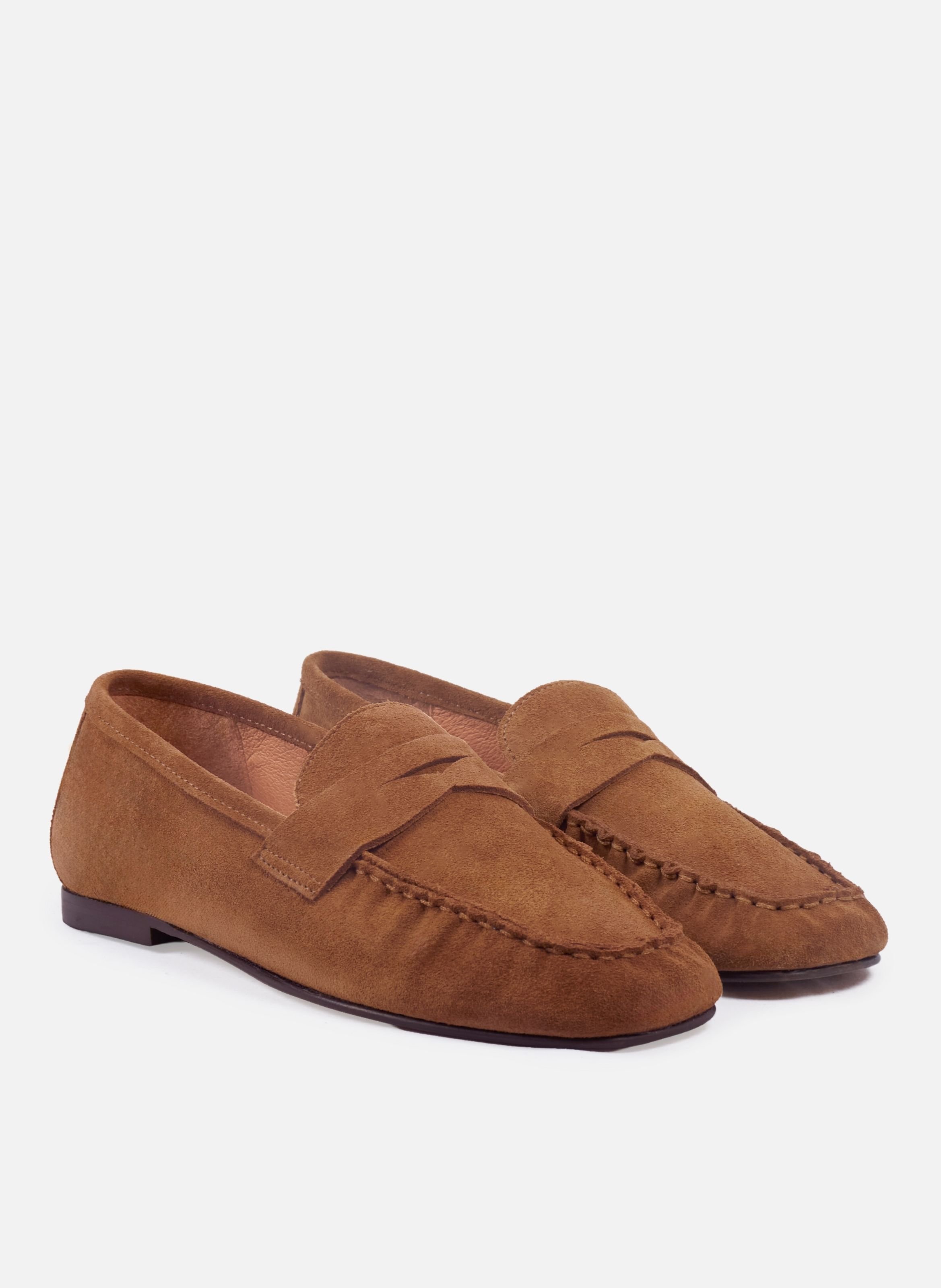 Mocassins plissés thaïs cuir daim JULES & JENN Marron