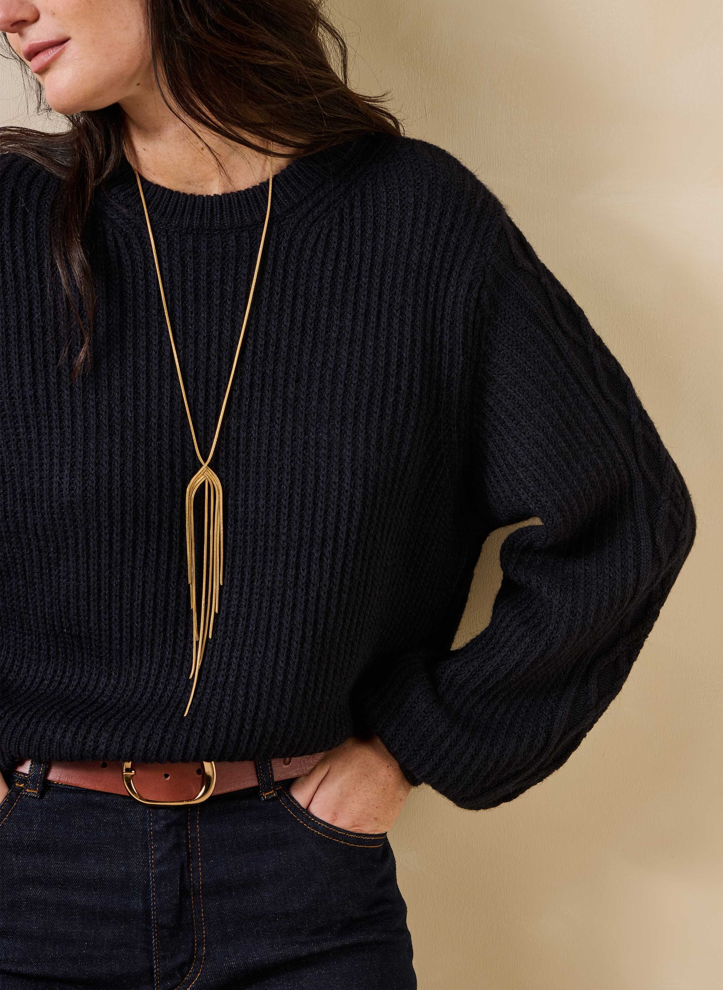Round-neck wool-blend sweater LA FEE MARABOUTEE Blue