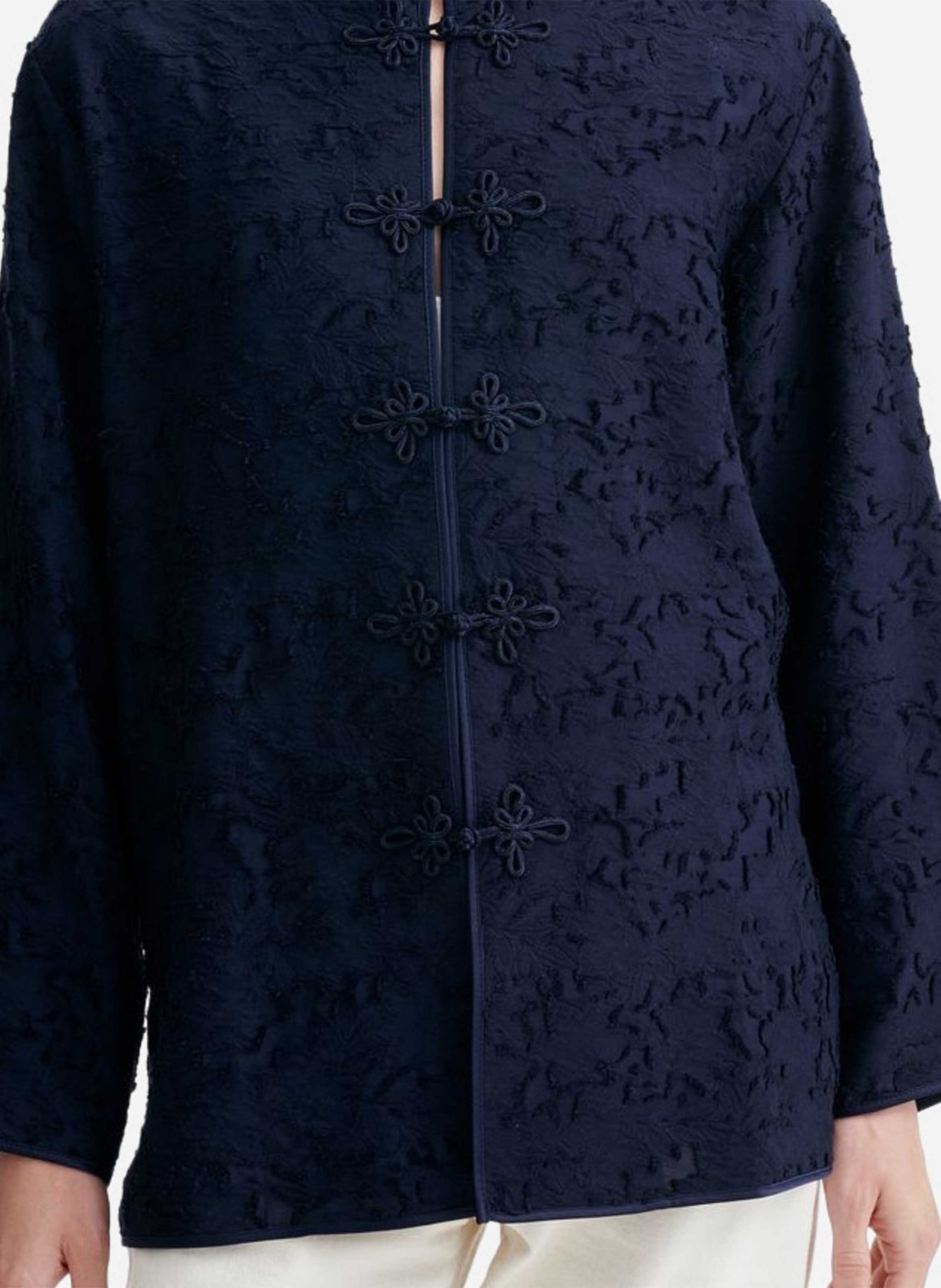 Veste jacquard floral col mandarin VANESSA BRUNO Bleu
