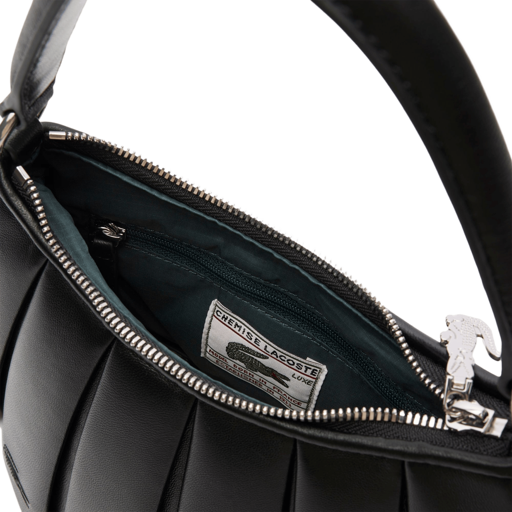 Sac à main petit Lenglen Défilé en cuir LACOSTE Schwarz