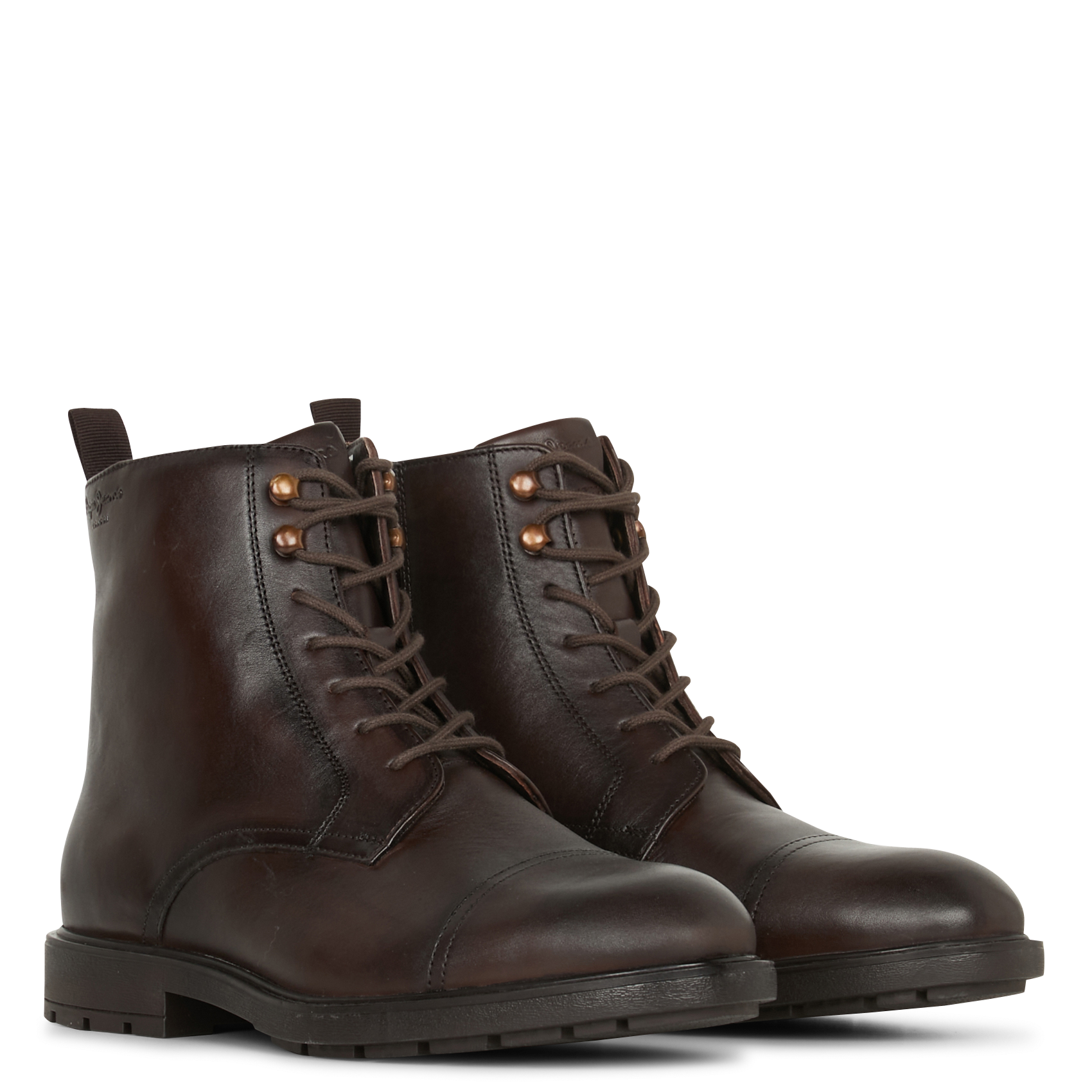 Leather ankle boots PEPE JEANS Brown