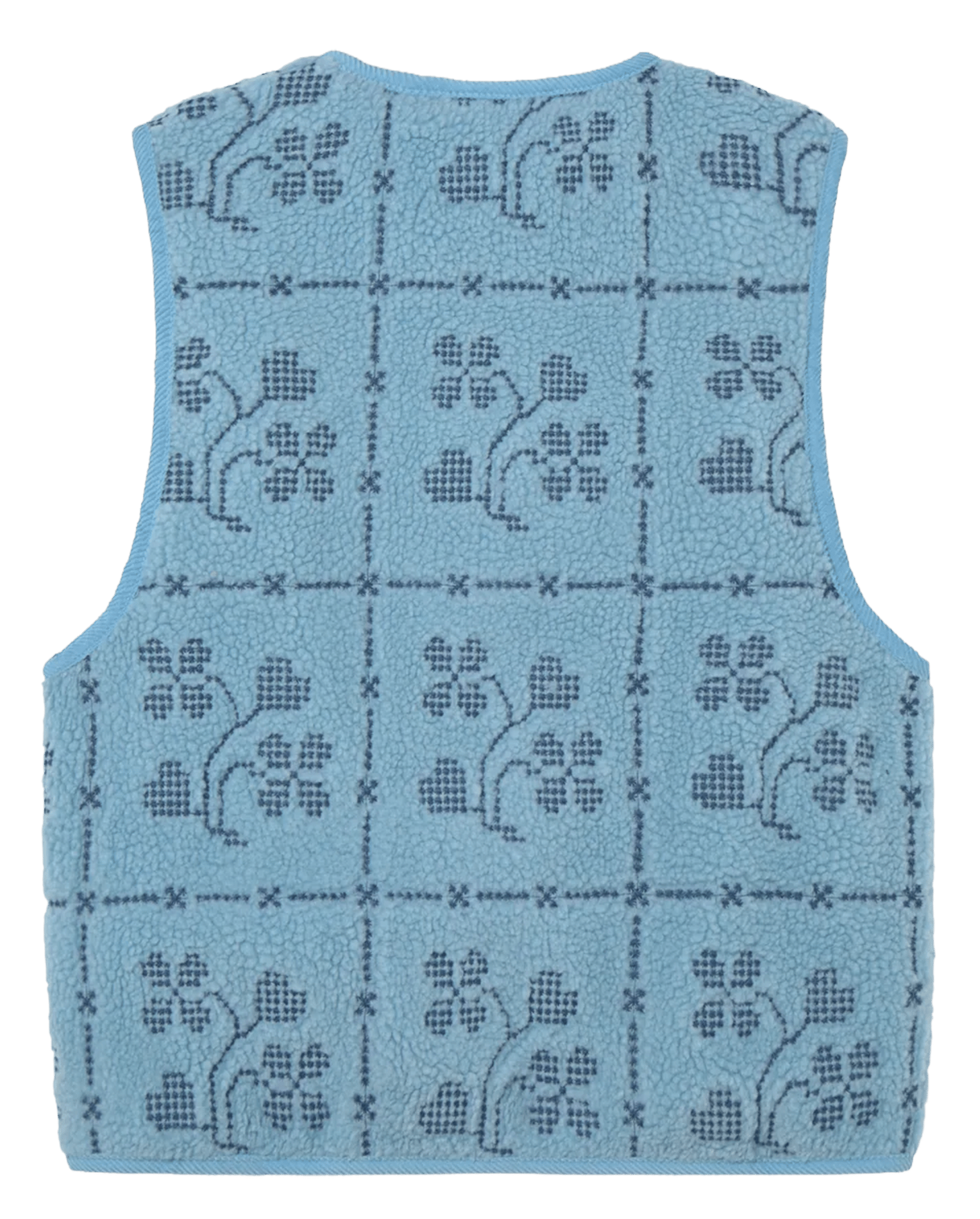 Sleeveless straight round neck printed jacket THE TINY BIG SISTER Blue