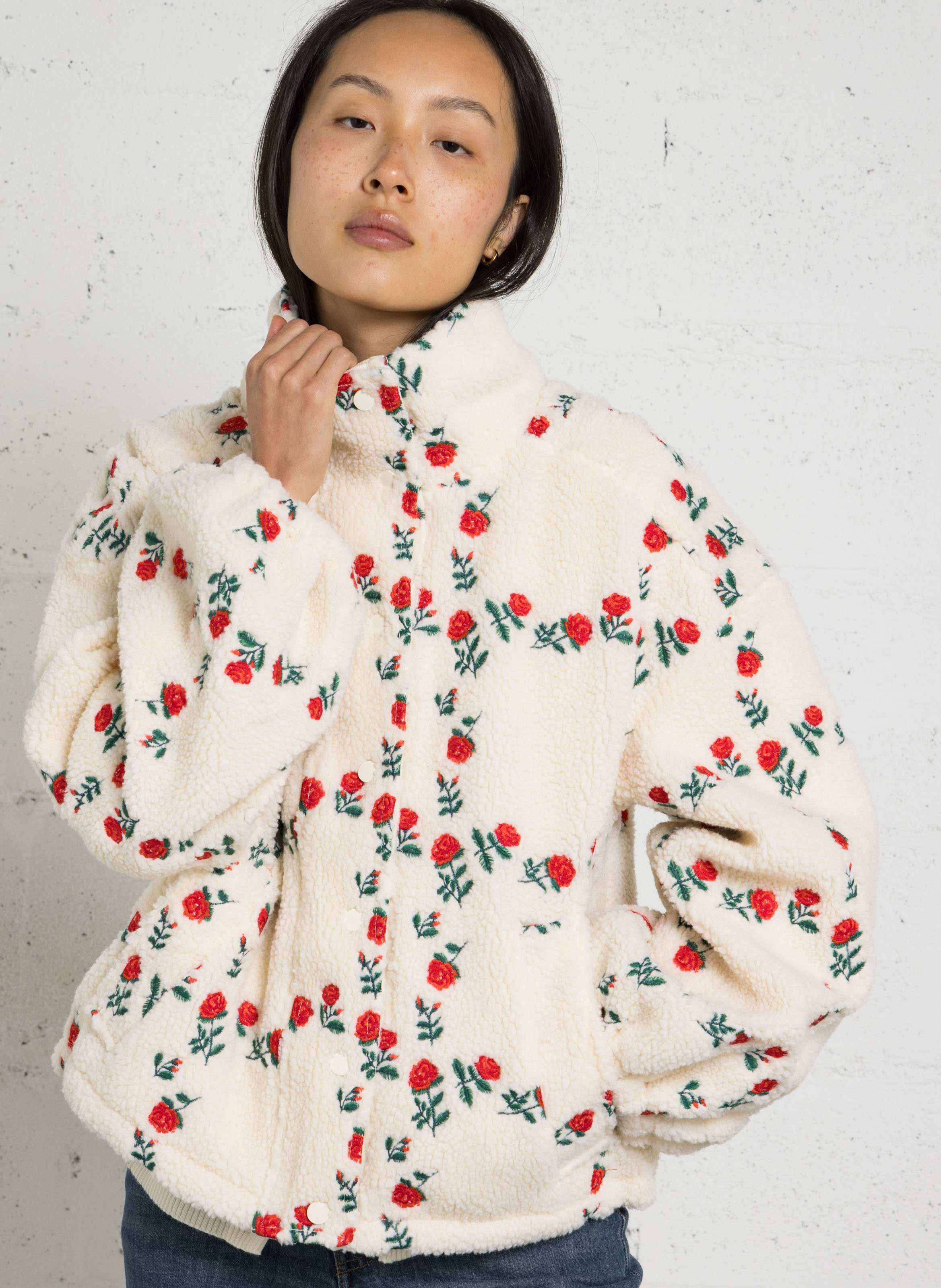 Round neck embroidered jacket THE TINY BIG SISTER Beige