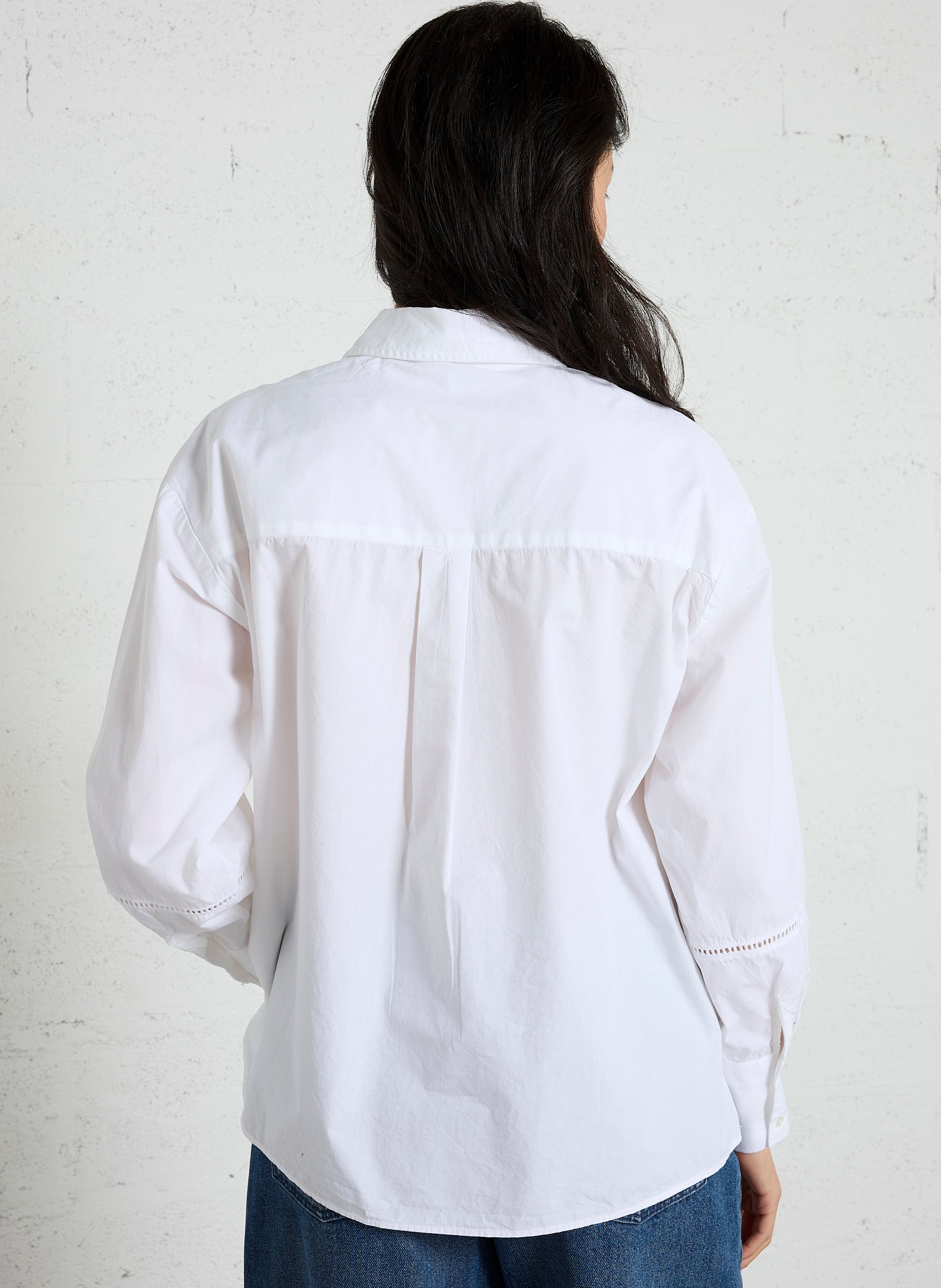 Chemise brodée à col classique en coton SUD EXPRESS Blanc