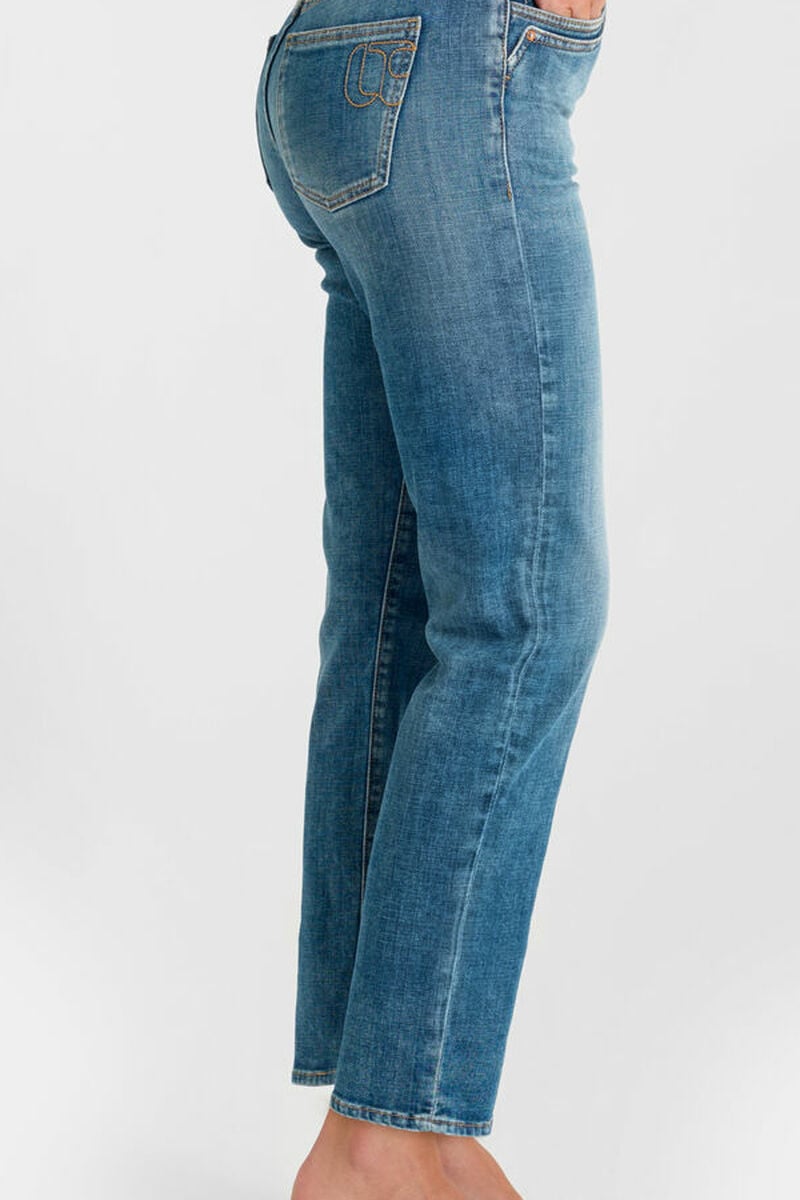 High-waisted straight-leg zip jeans LE TEMPS DES CERISES Blue