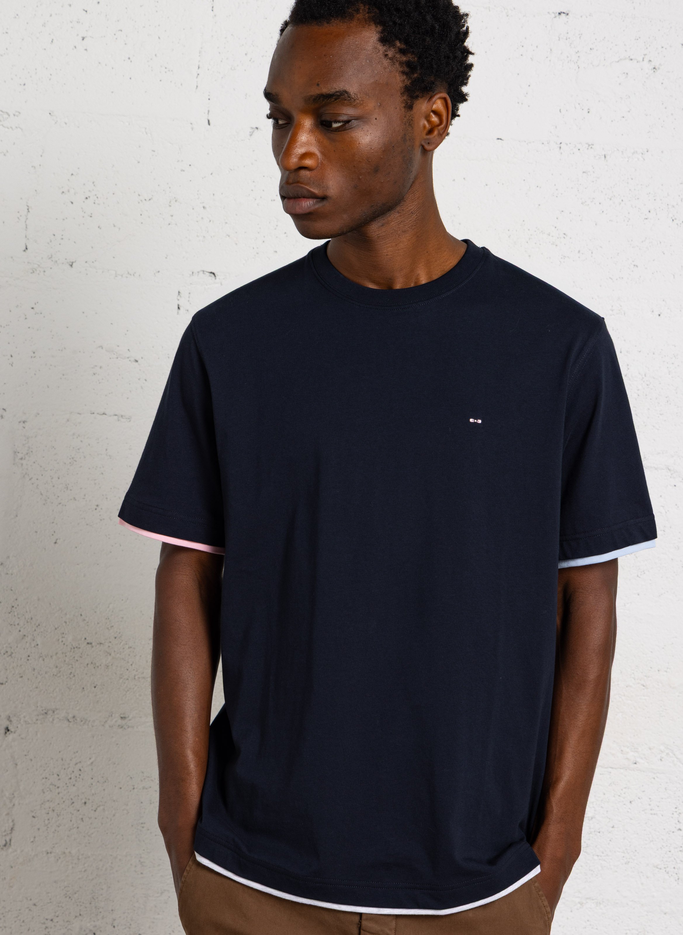 Tee-shirt col rond brodé  EDEN PARK Bleu