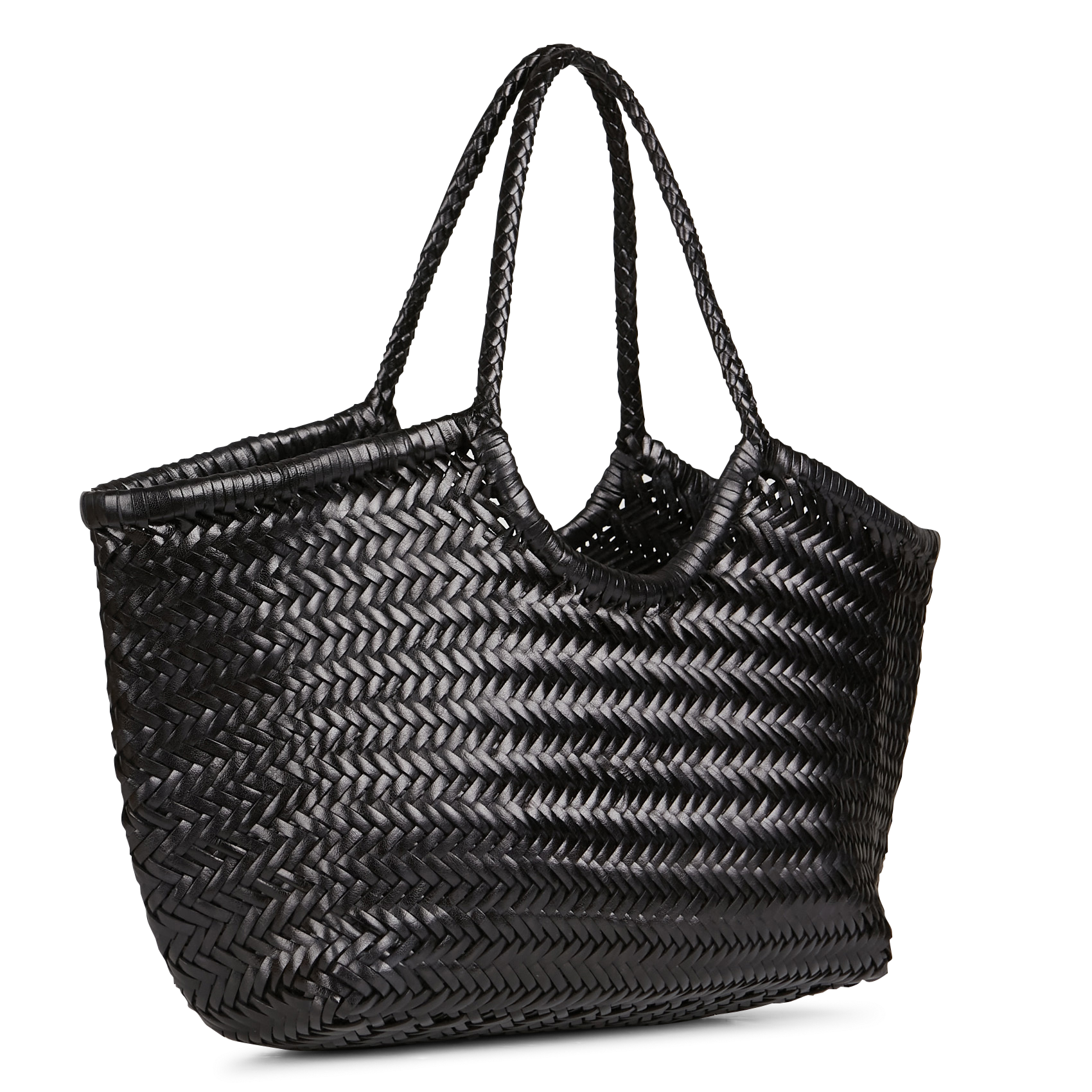 Panier tissé en cuir DRAGON DIFFUSION Noir