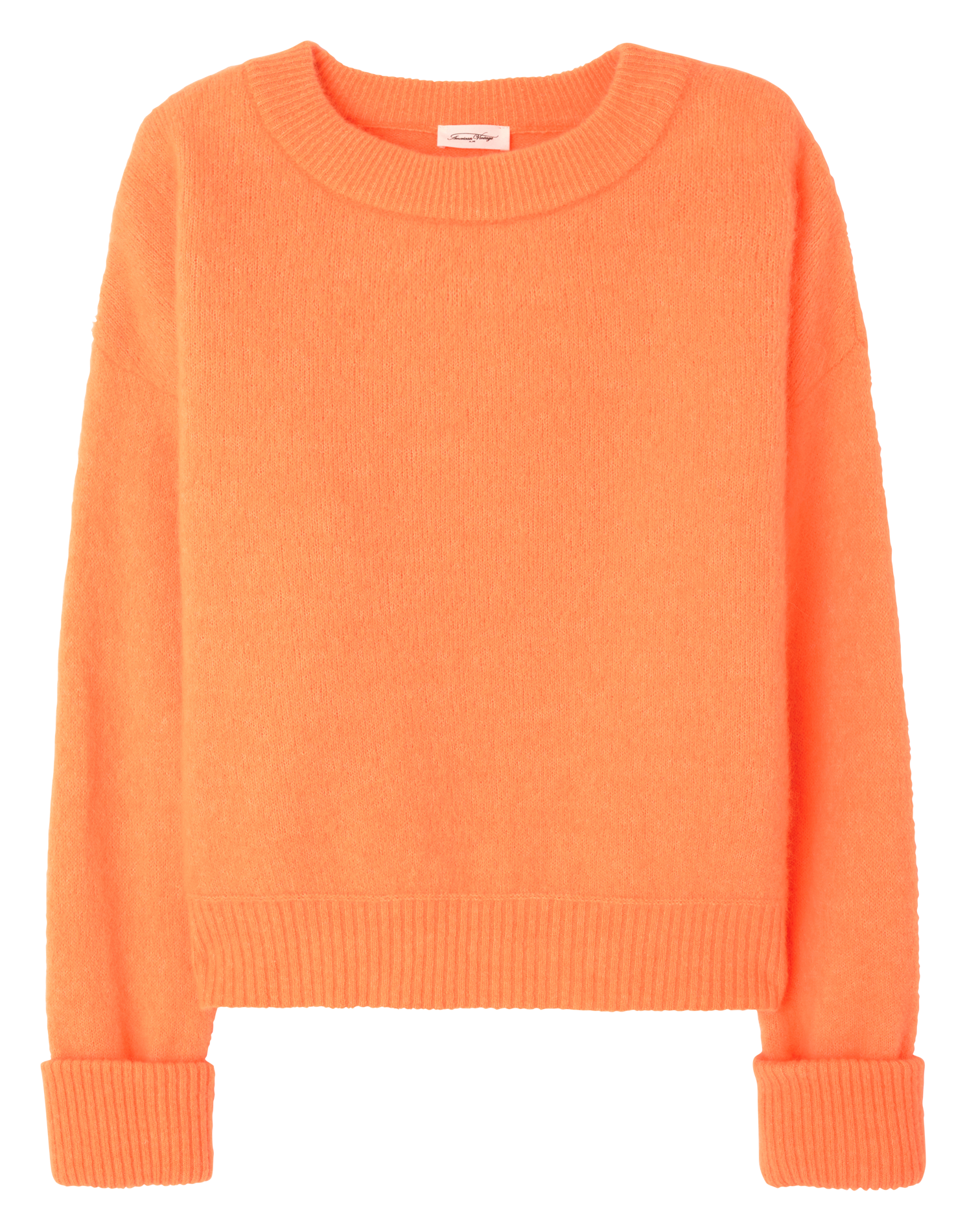 Pull ample col rond en laine mélangée VITOW Carotte fluo chine