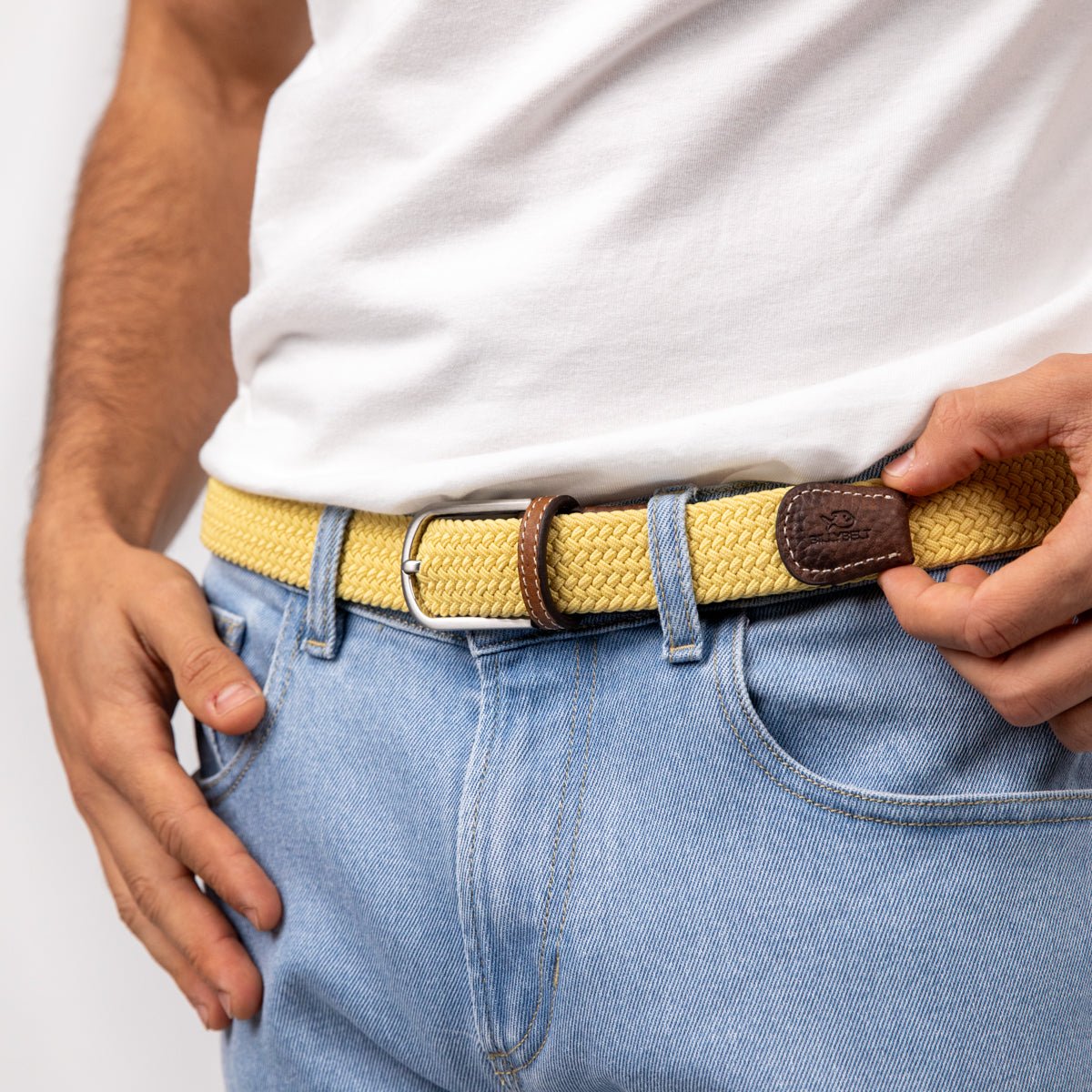 Solid Elastic Braided Belt BILLYBELT Yellow