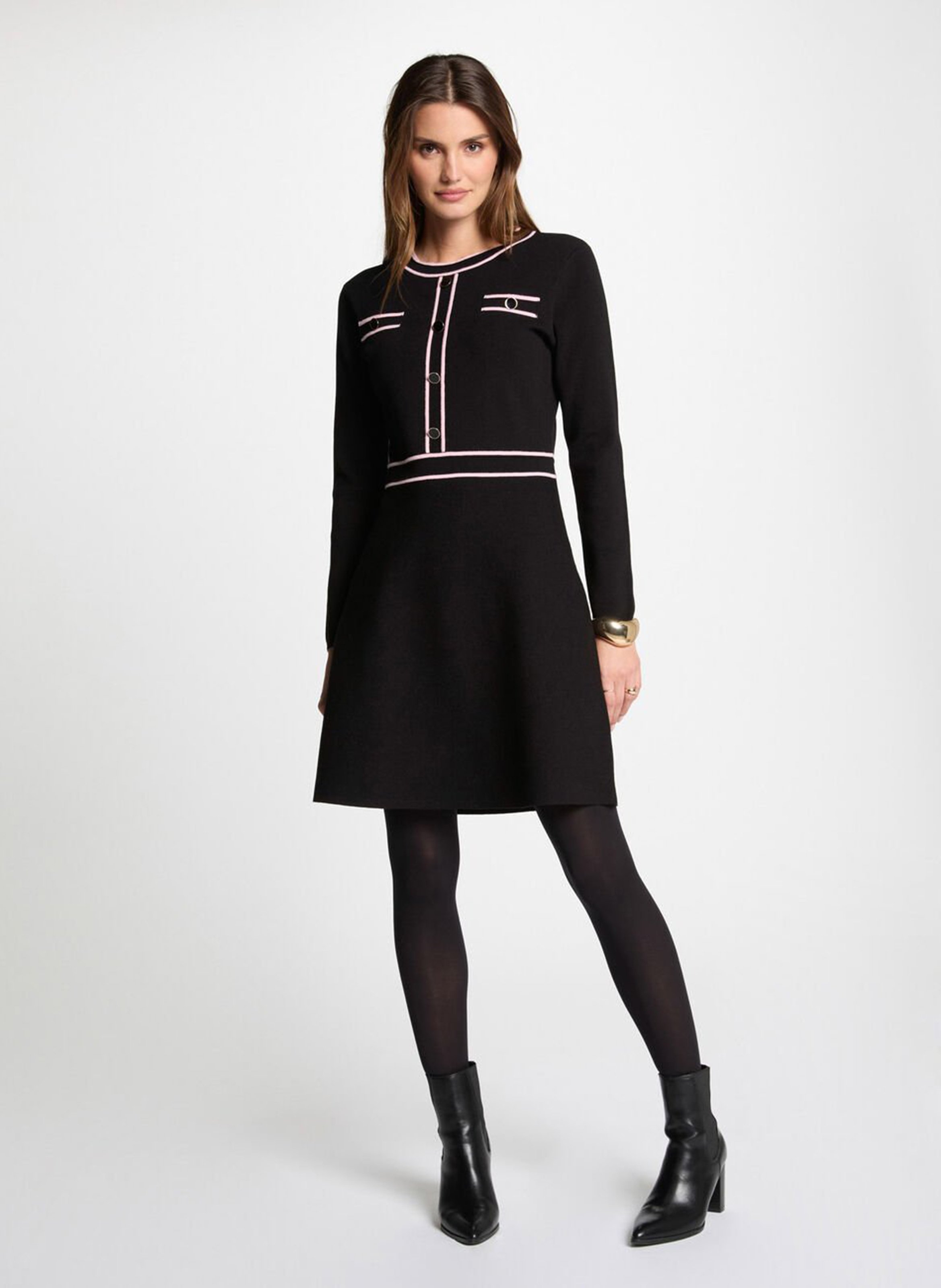 Robe courte cintrée en tricot  MORGAN Noir
