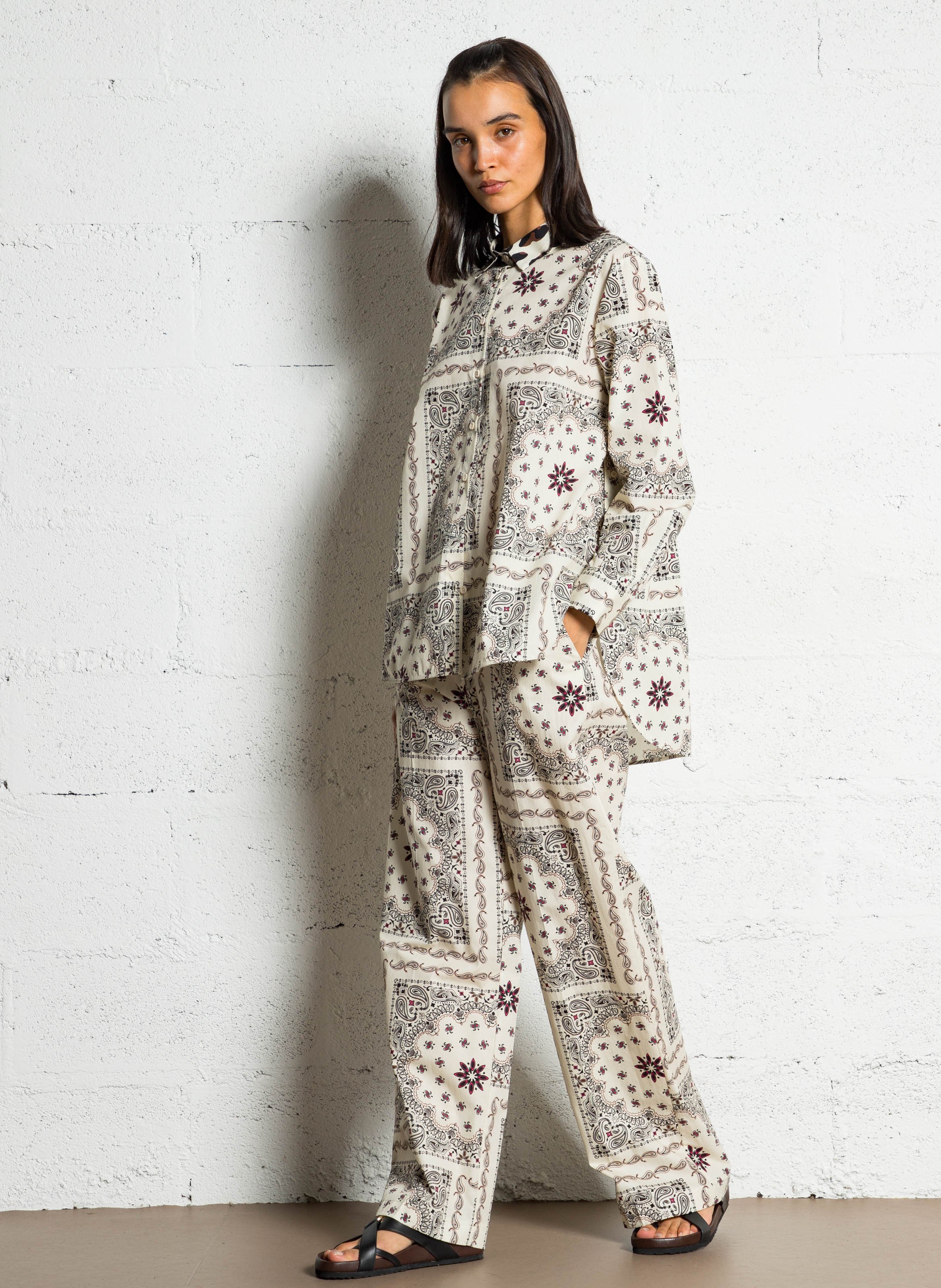 Baroque printed straight pants IMPERIAL Beige