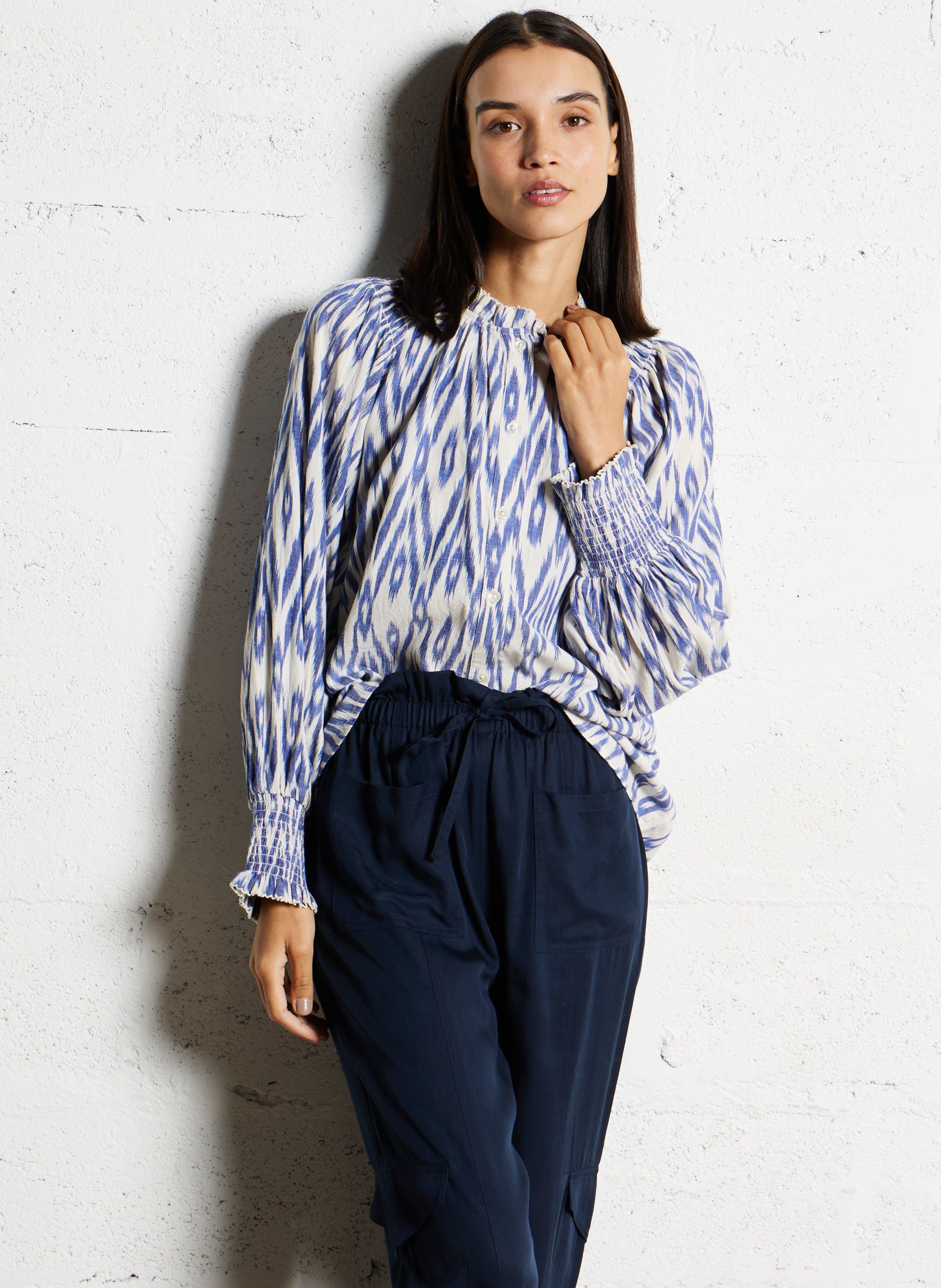 Chemise col rond en coton BELLEROSE Grey