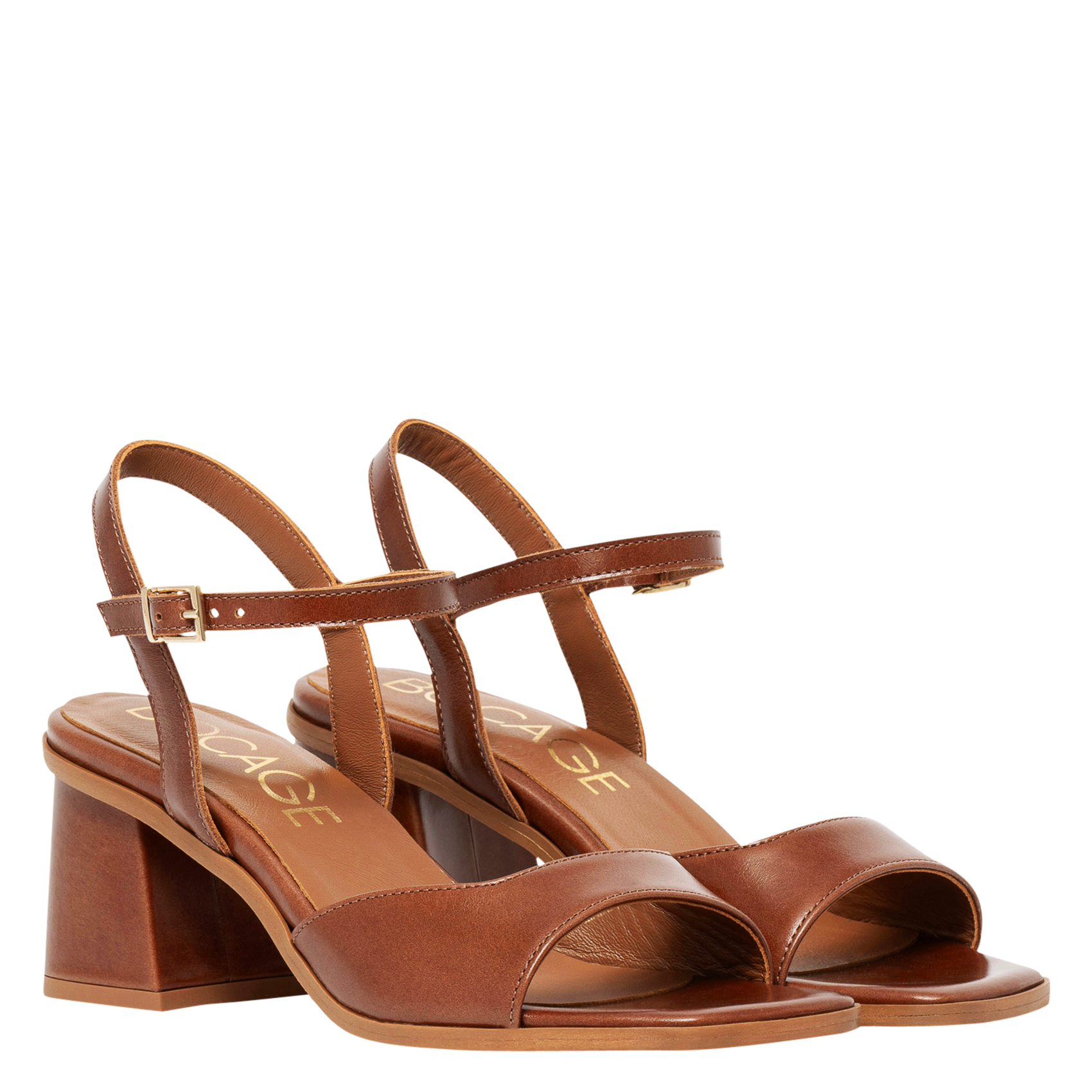 Hoge leren sandalen met gladde afwerking BOCAGE Bruin