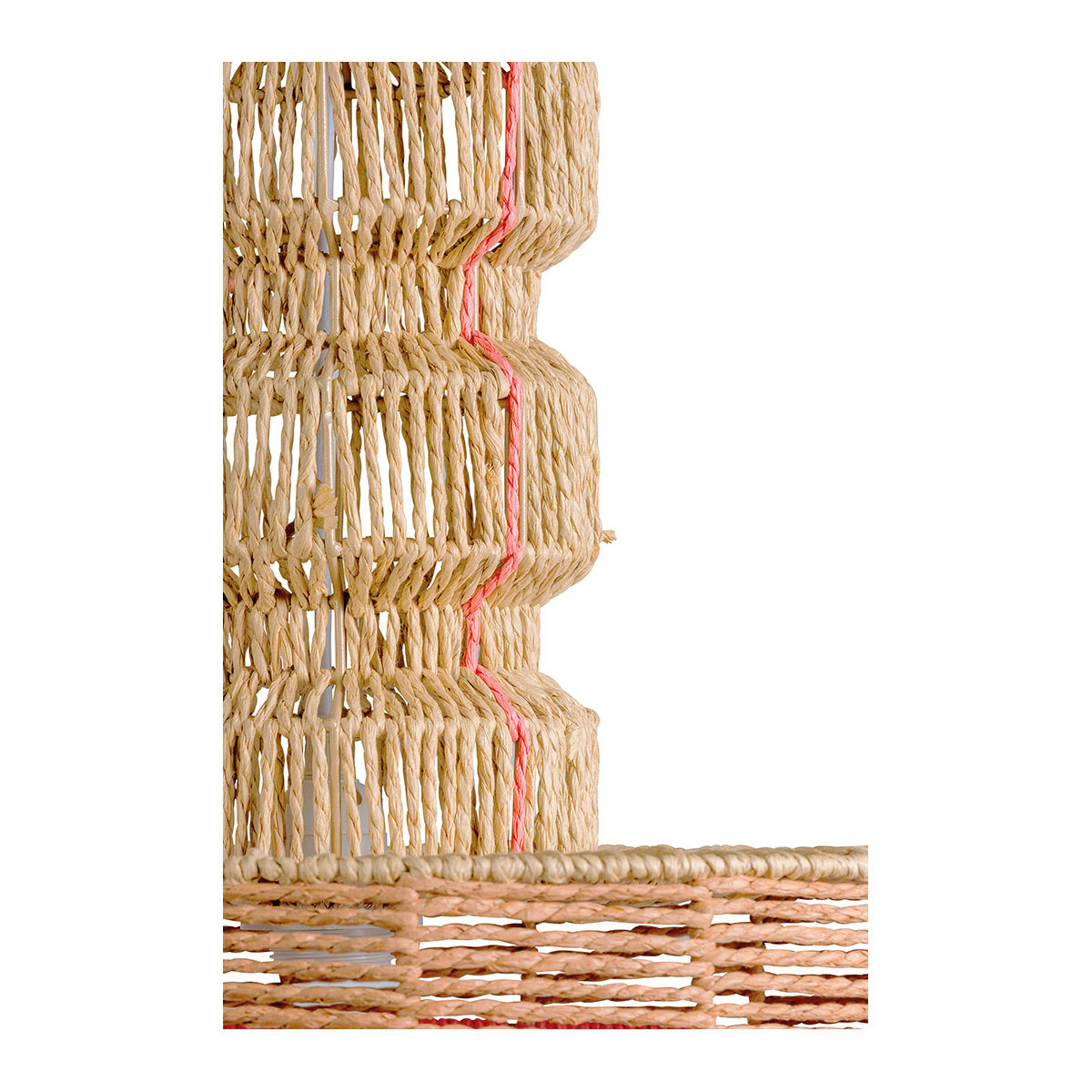 Non-electrified hoka pendant light in natural and coral paper rope - ø 50.5 x 55.5 cm BLANC D'IVOIRE Beige