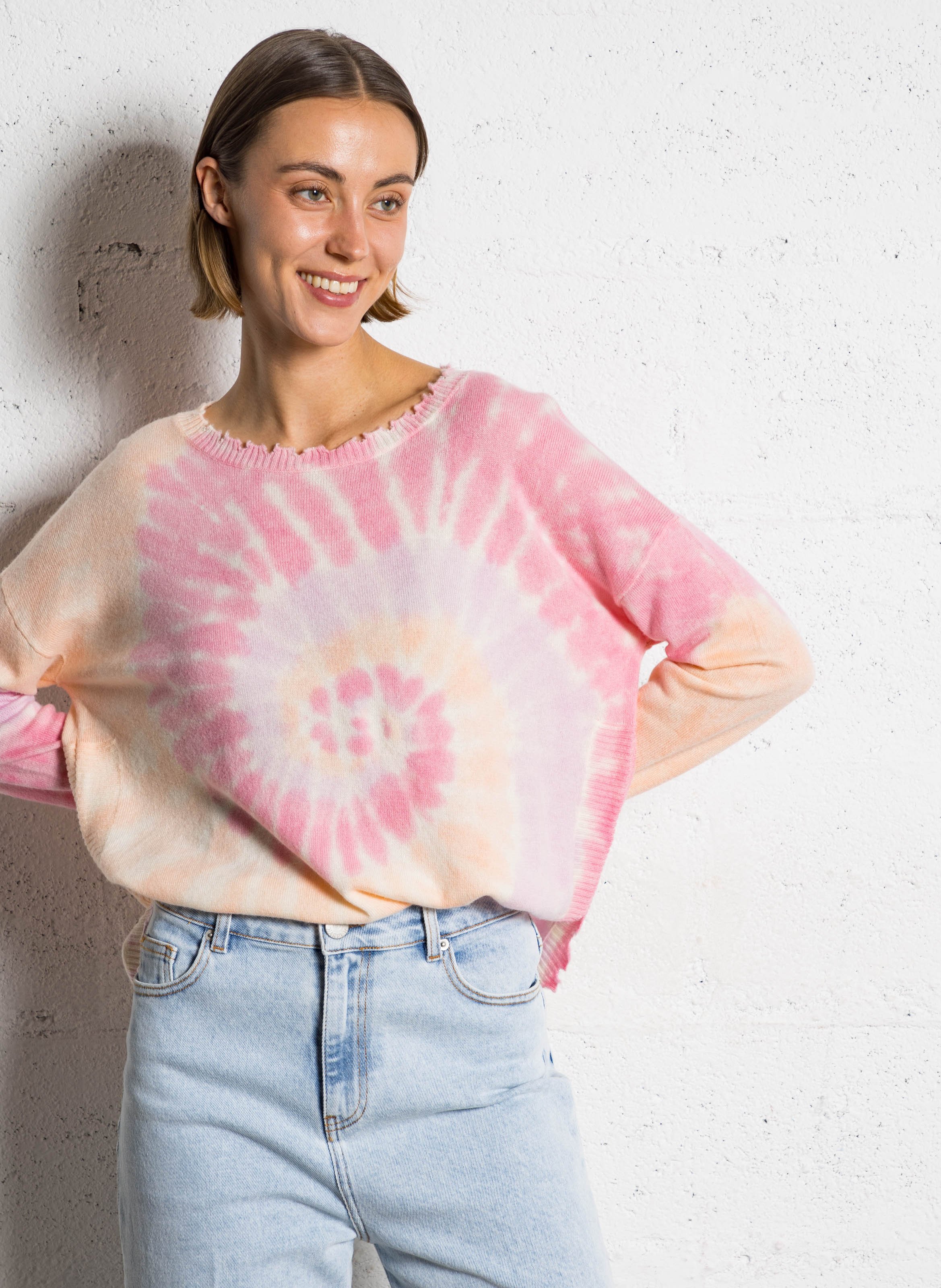 Pull tie-and-dye en cachemire KUJTEN Rose