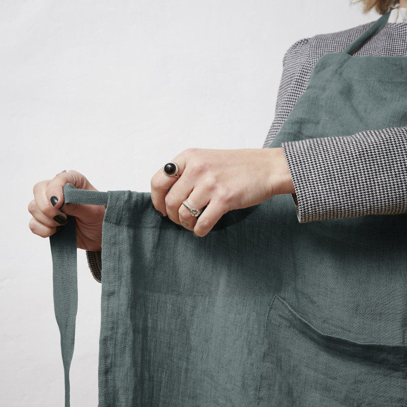 Chef apron in cotton gauze L'EFFET PAPILLON Grey