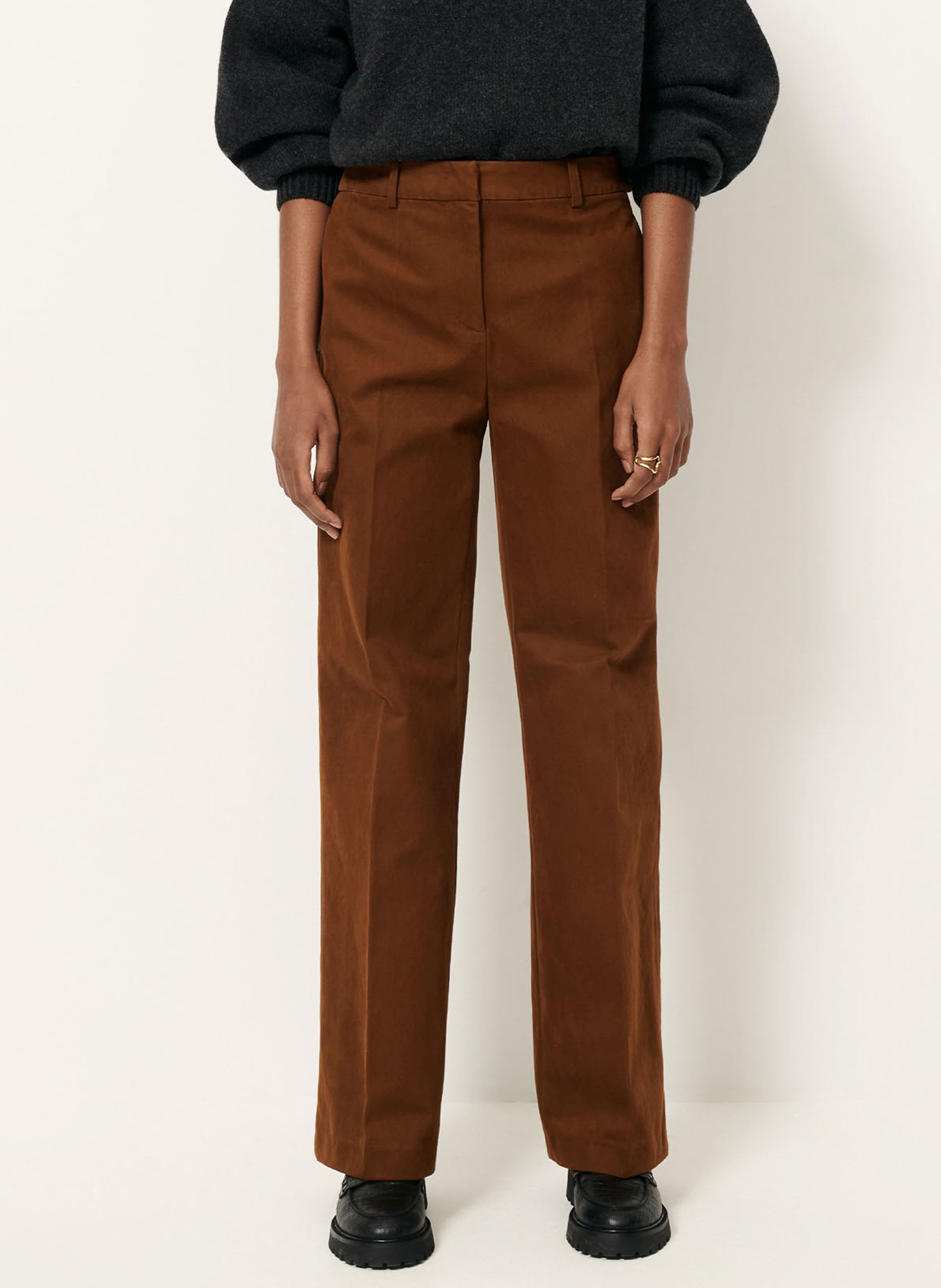 Pantalon droit en coton mélangé SESSUN Marron