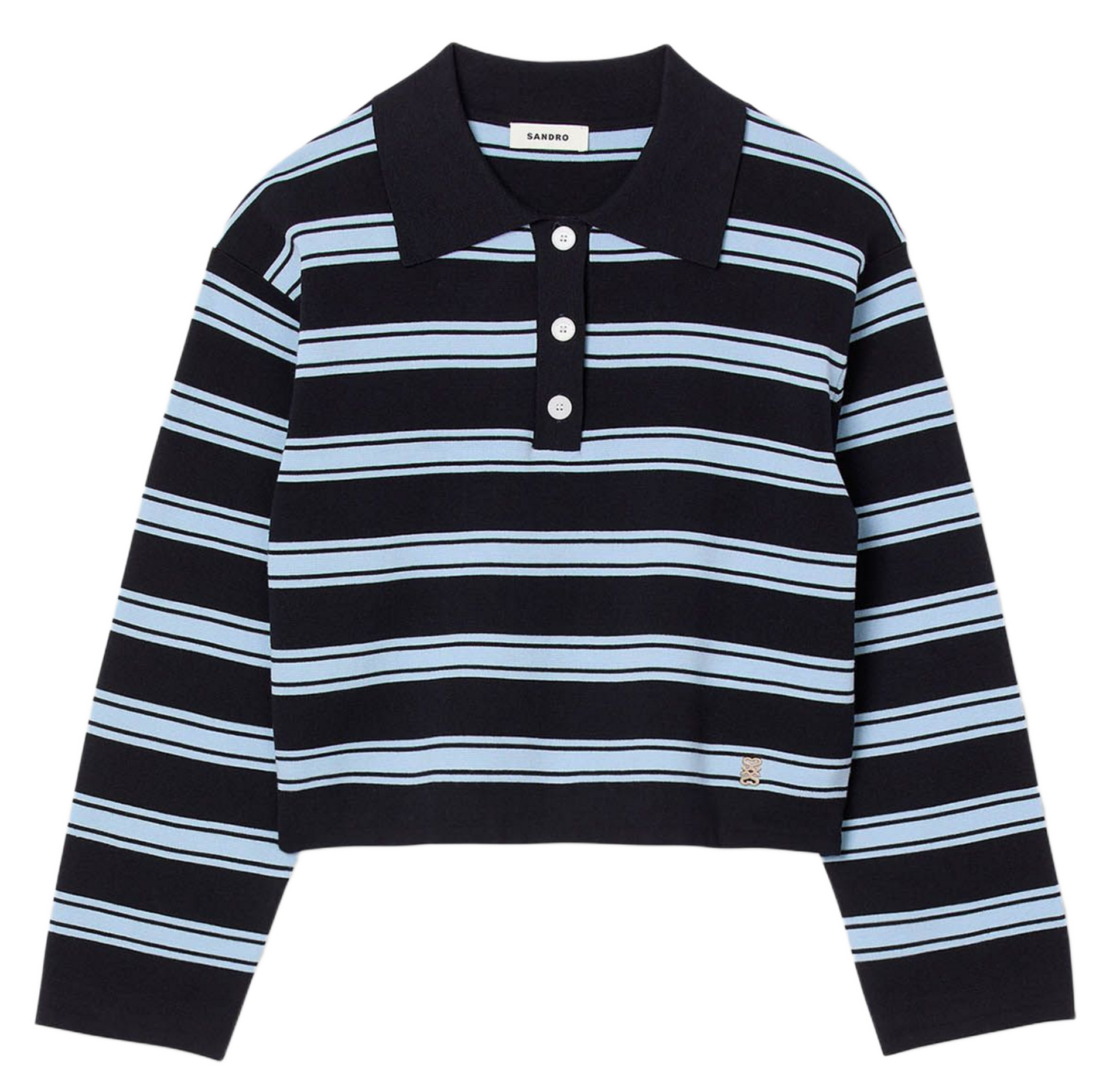 Straight polo in cotton, silk, and linen SANDRO Blue