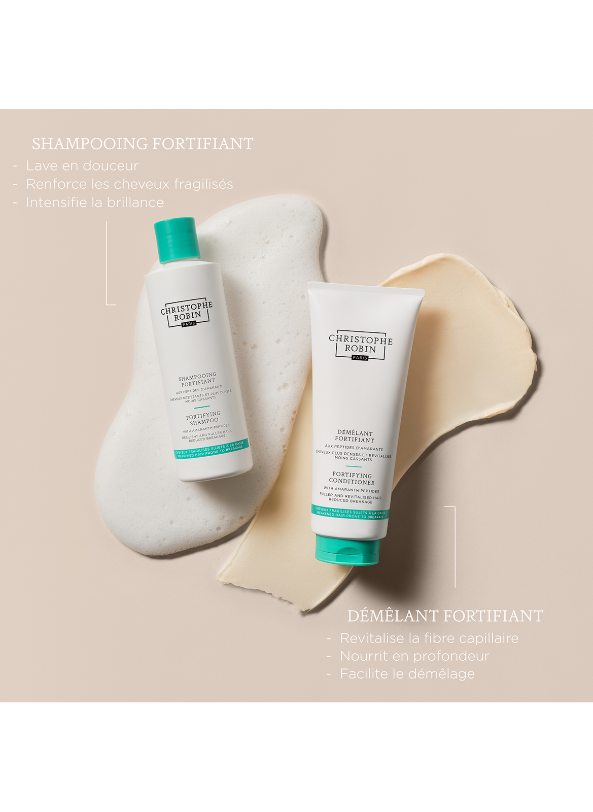Shampooing Fortifiant aux Peptides d'Amarante CHRISTOPHE ROBIN No color