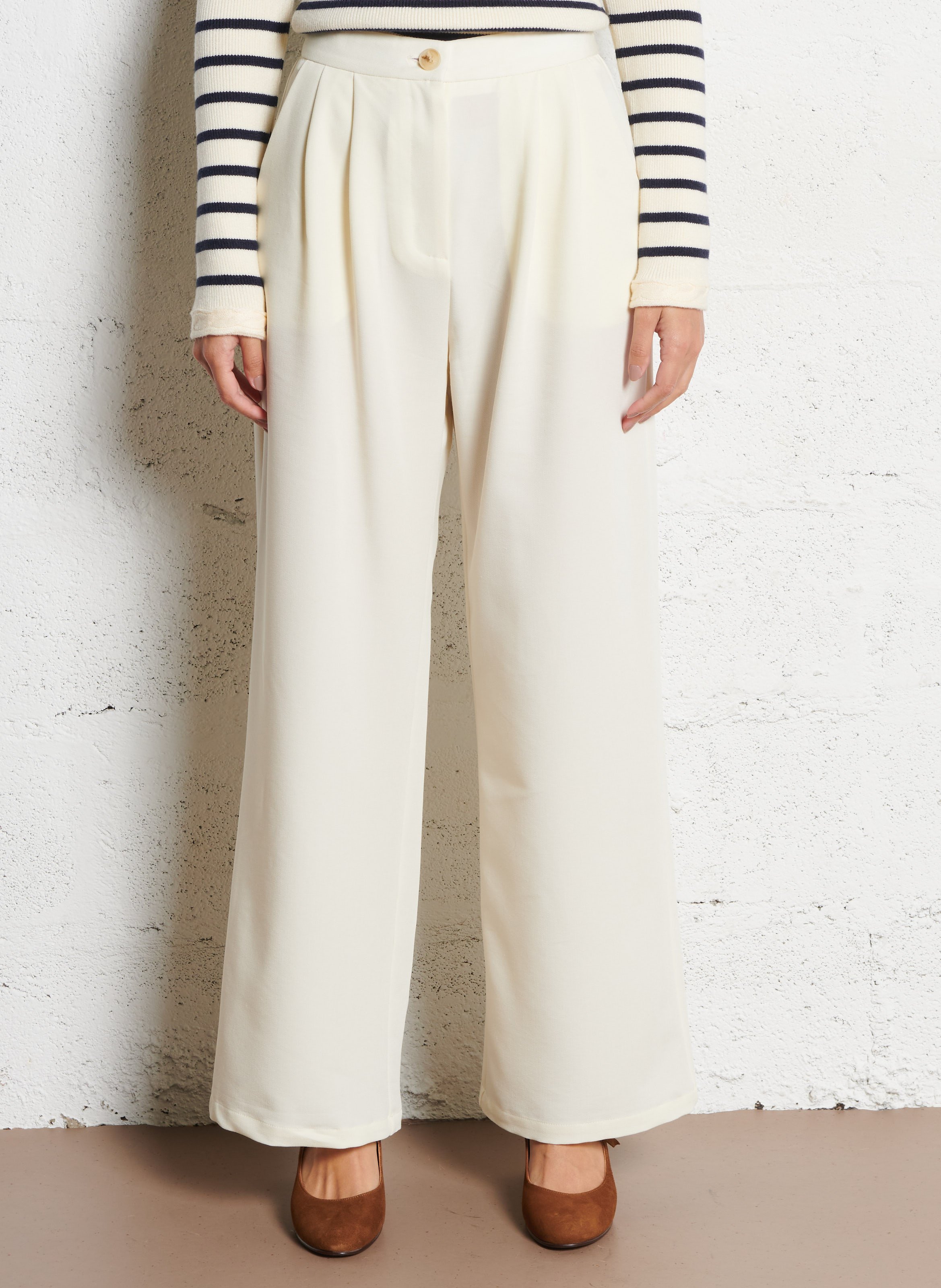 High-waisted wide-leg pleated pants LA PETITE ETOILE Beige