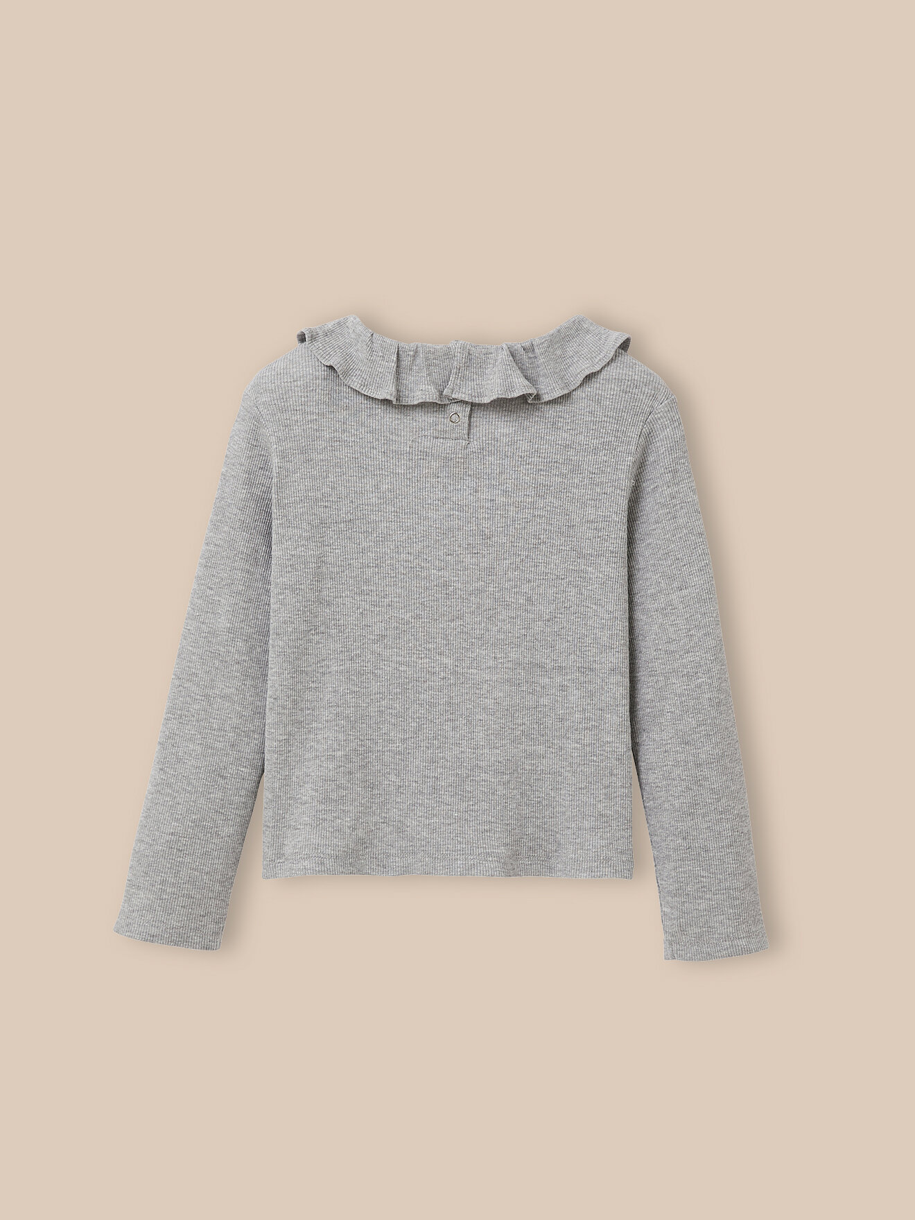 Organic cotton ruffled collar t-shirt CYRILLUS Grey