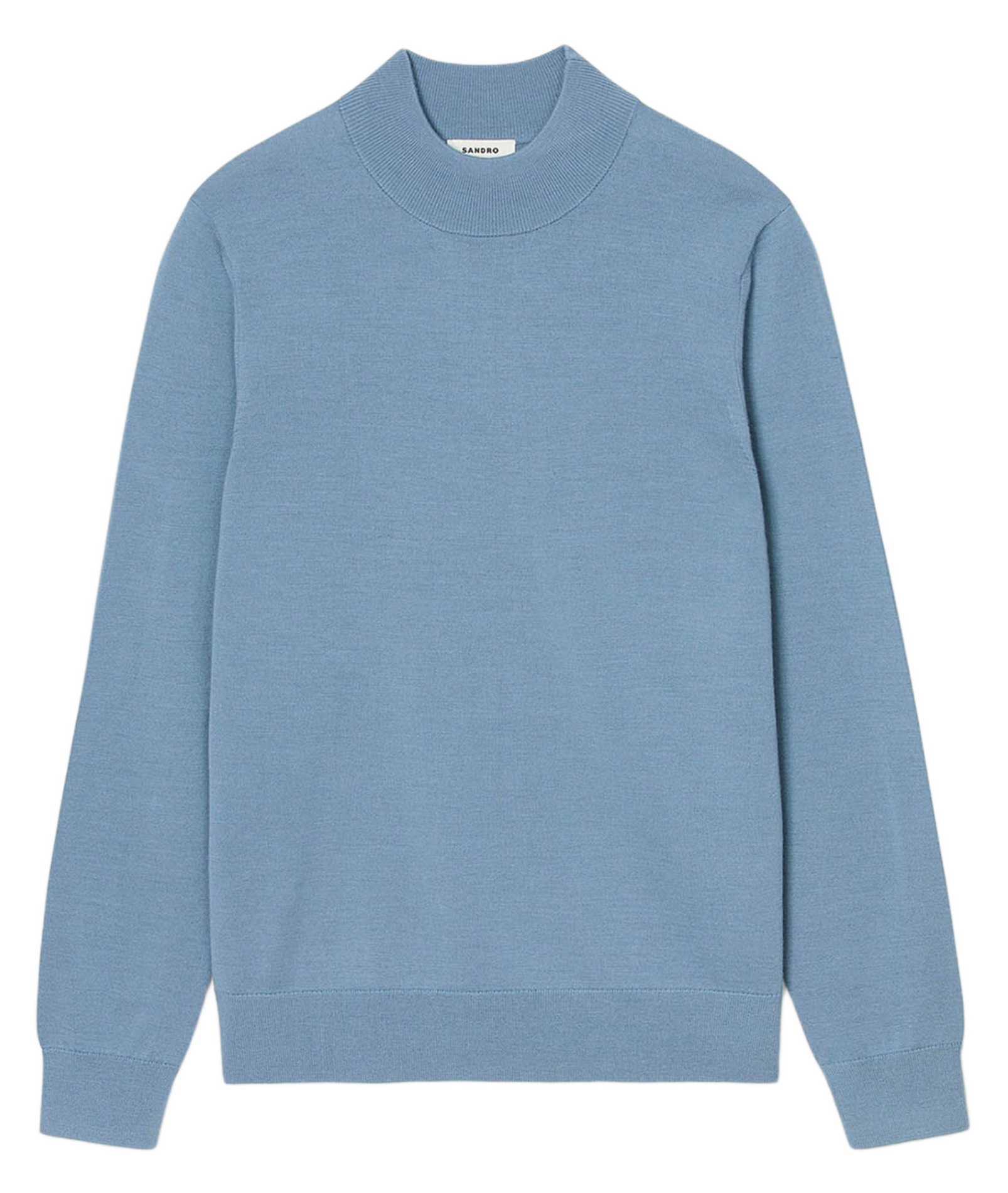 Straight fit long-sleeve solid wool sweater SANDRO Blue