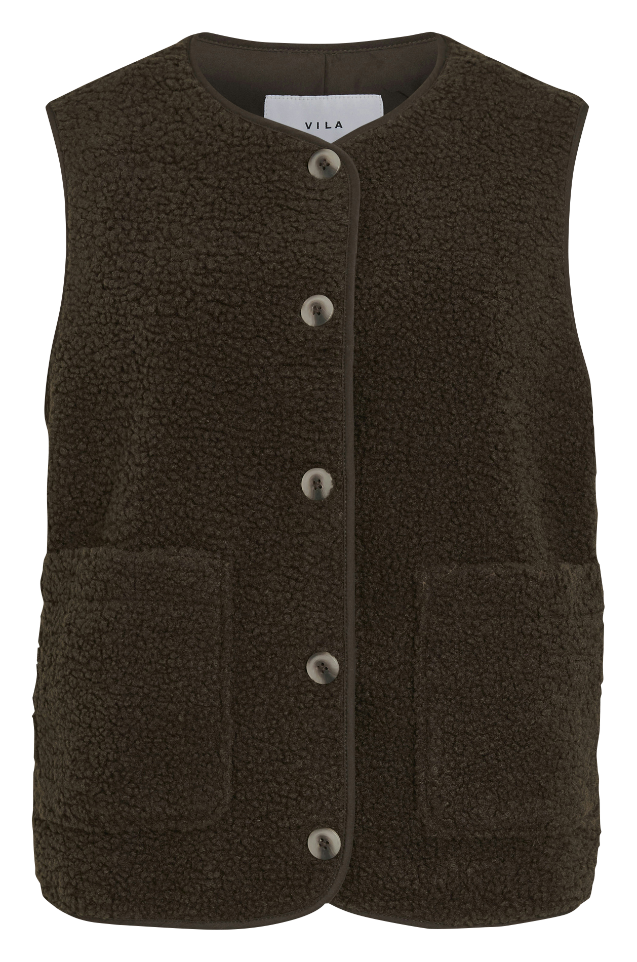Manteau droit col rond en sherpa VILA Marron