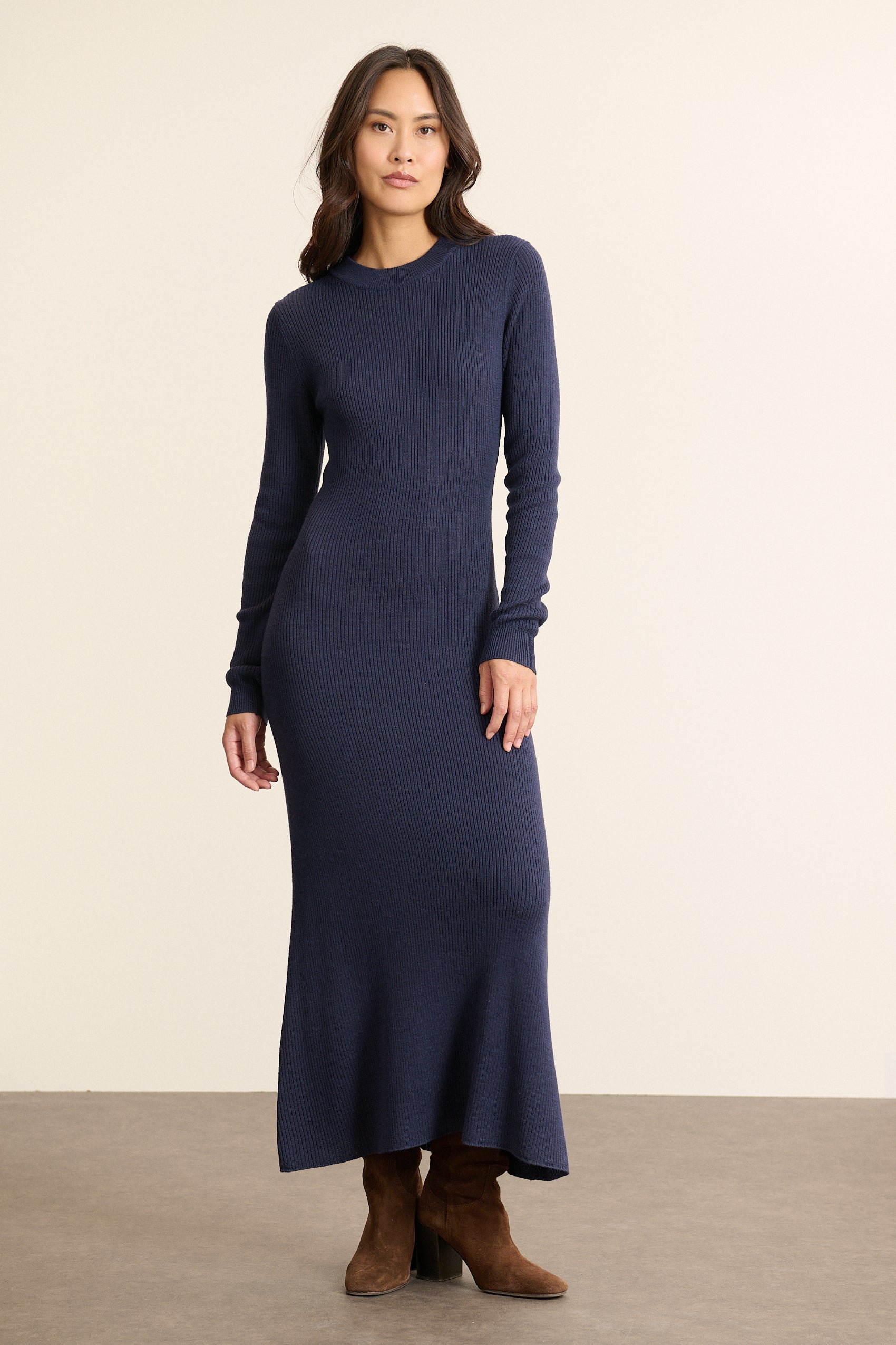 Long knit dress Blue