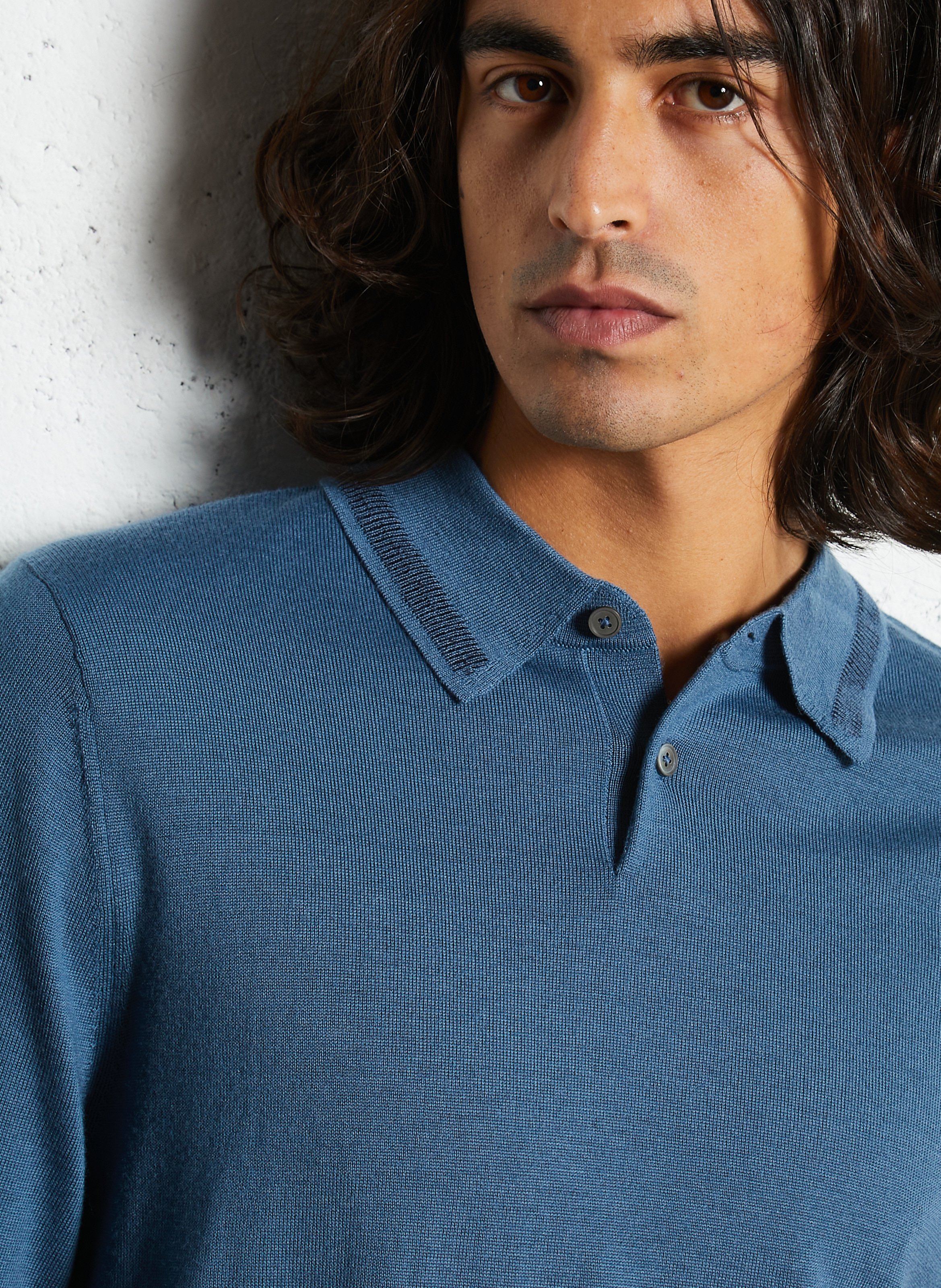 Straight-leg wool polo shirt PAUL SMITH Blue