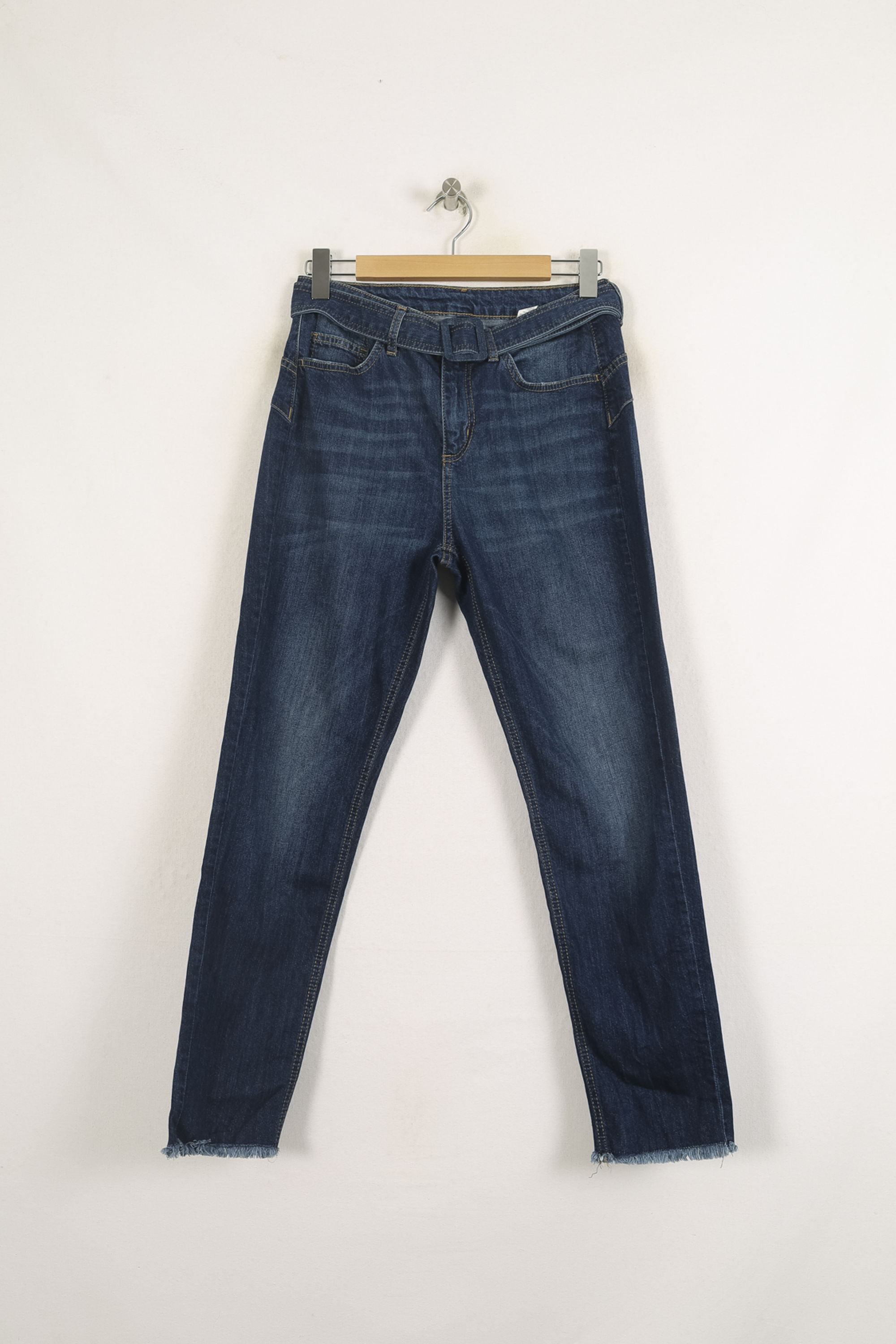 Cropped slim jeans with studs LIU JO - SECONDE MAIN Blue