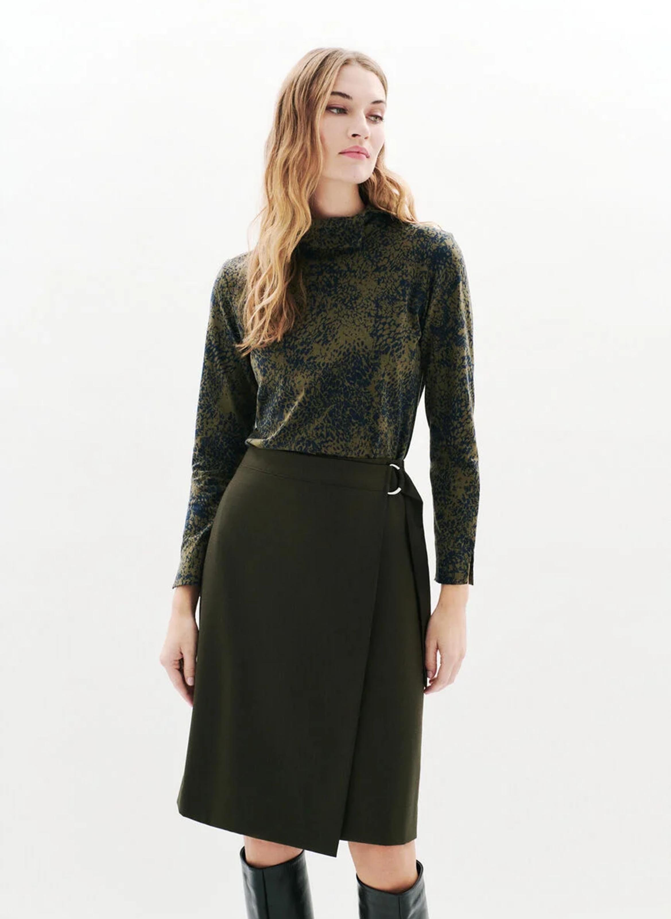 Plain short straight skirt CAROLL Green