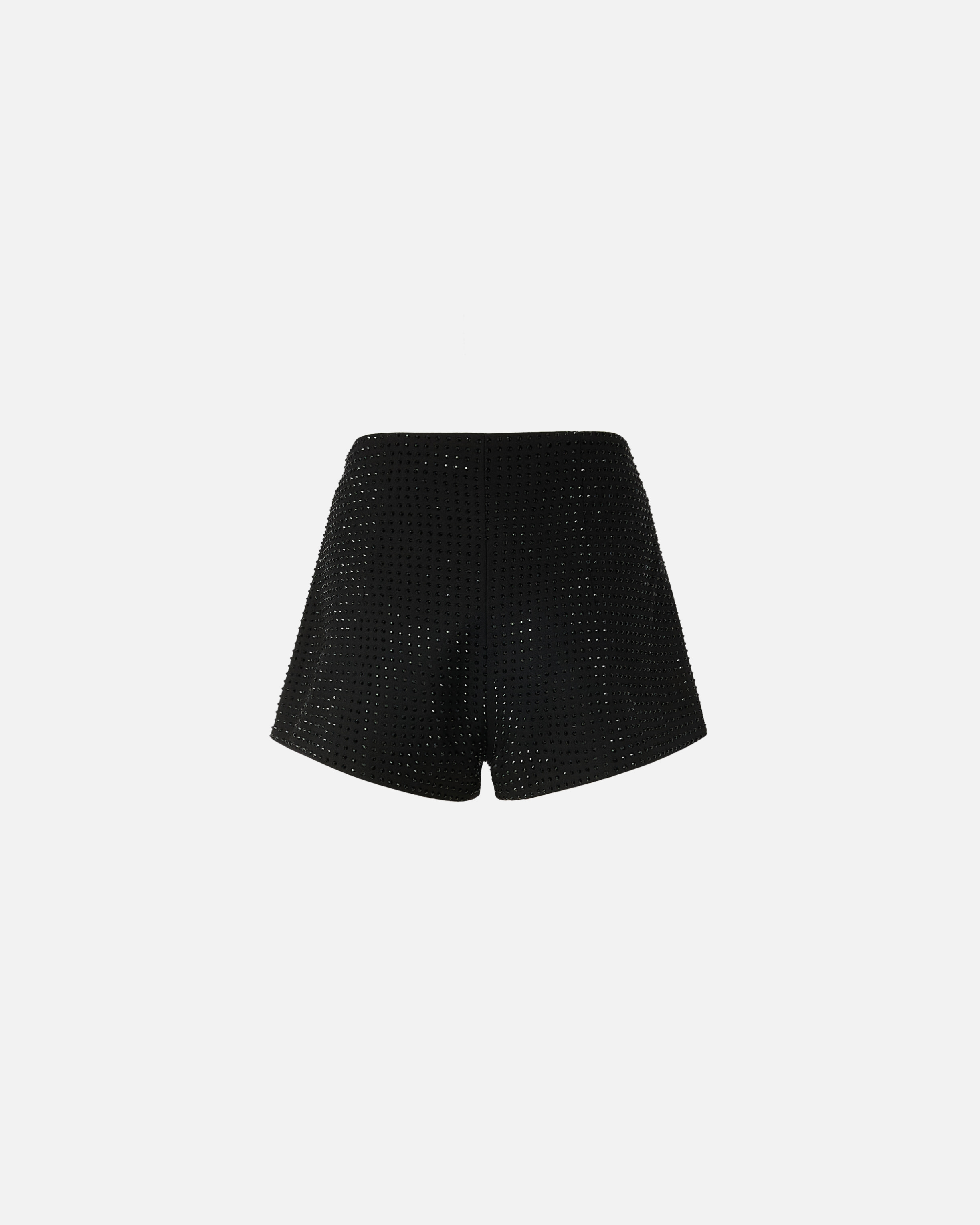 High-waisted shorts with rhinestones PINKO Black