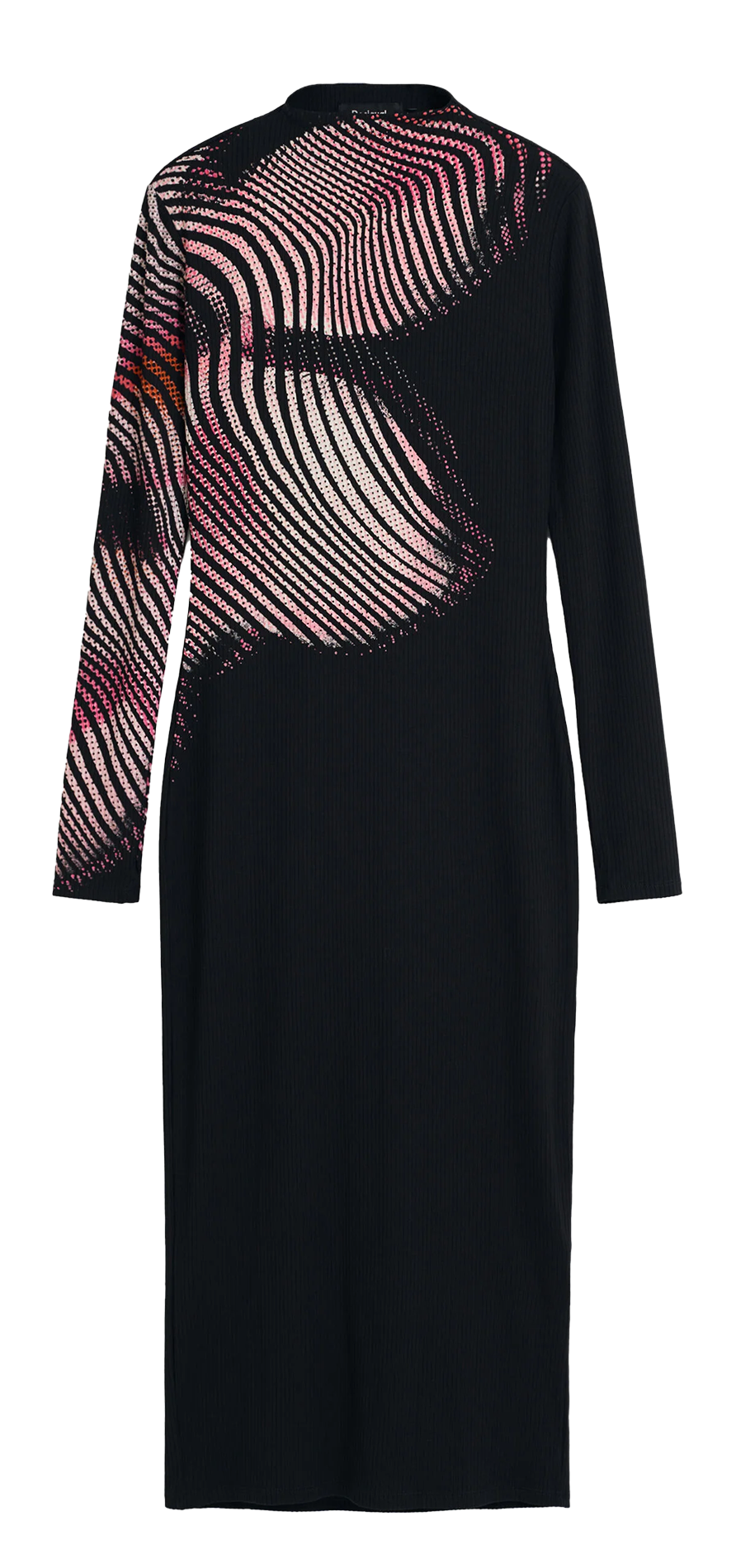 Robe longue col montant imprimé DESIGUAL Noir
