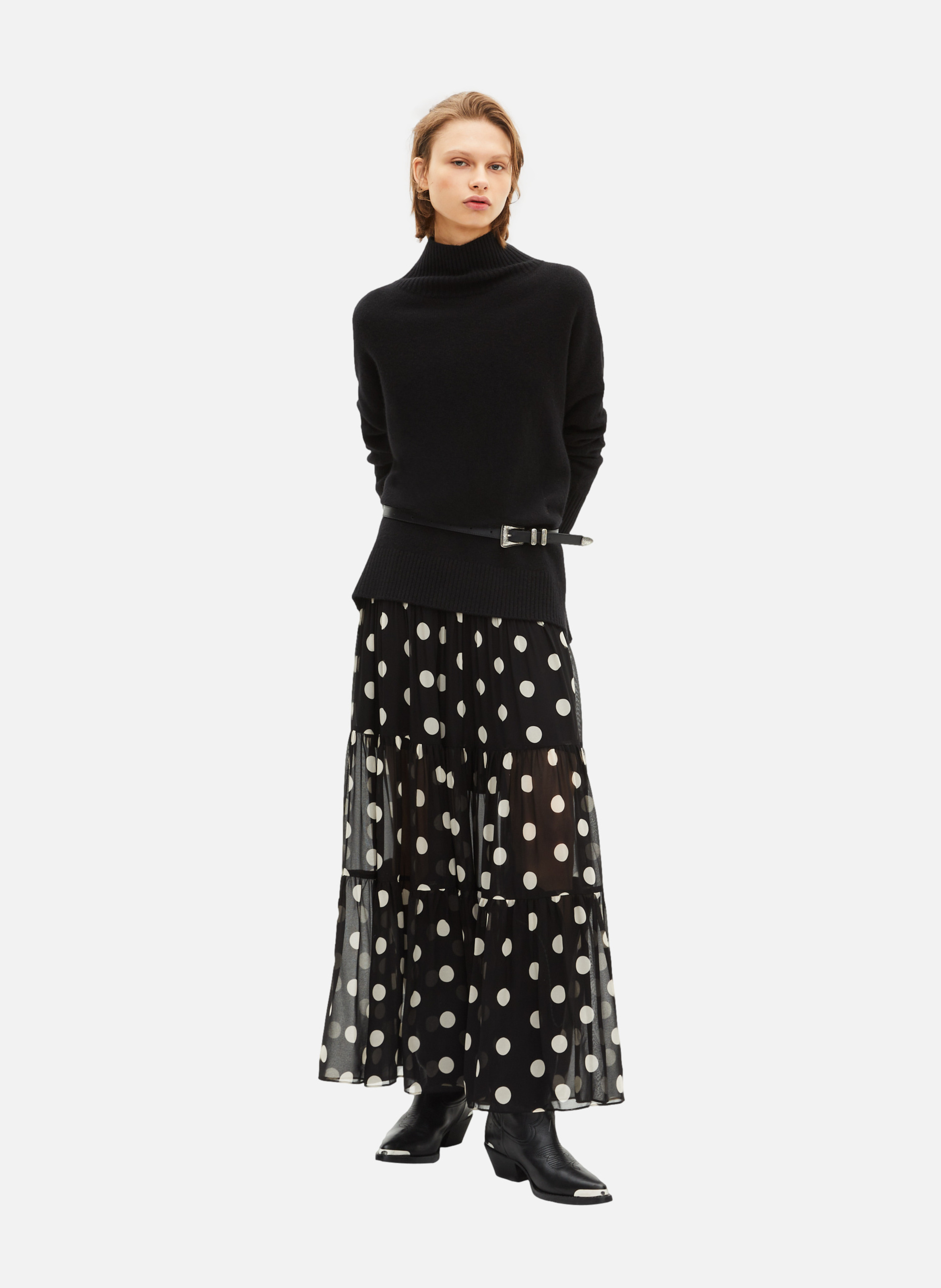 Long skirt with polka dot print THE KOOPLES Black